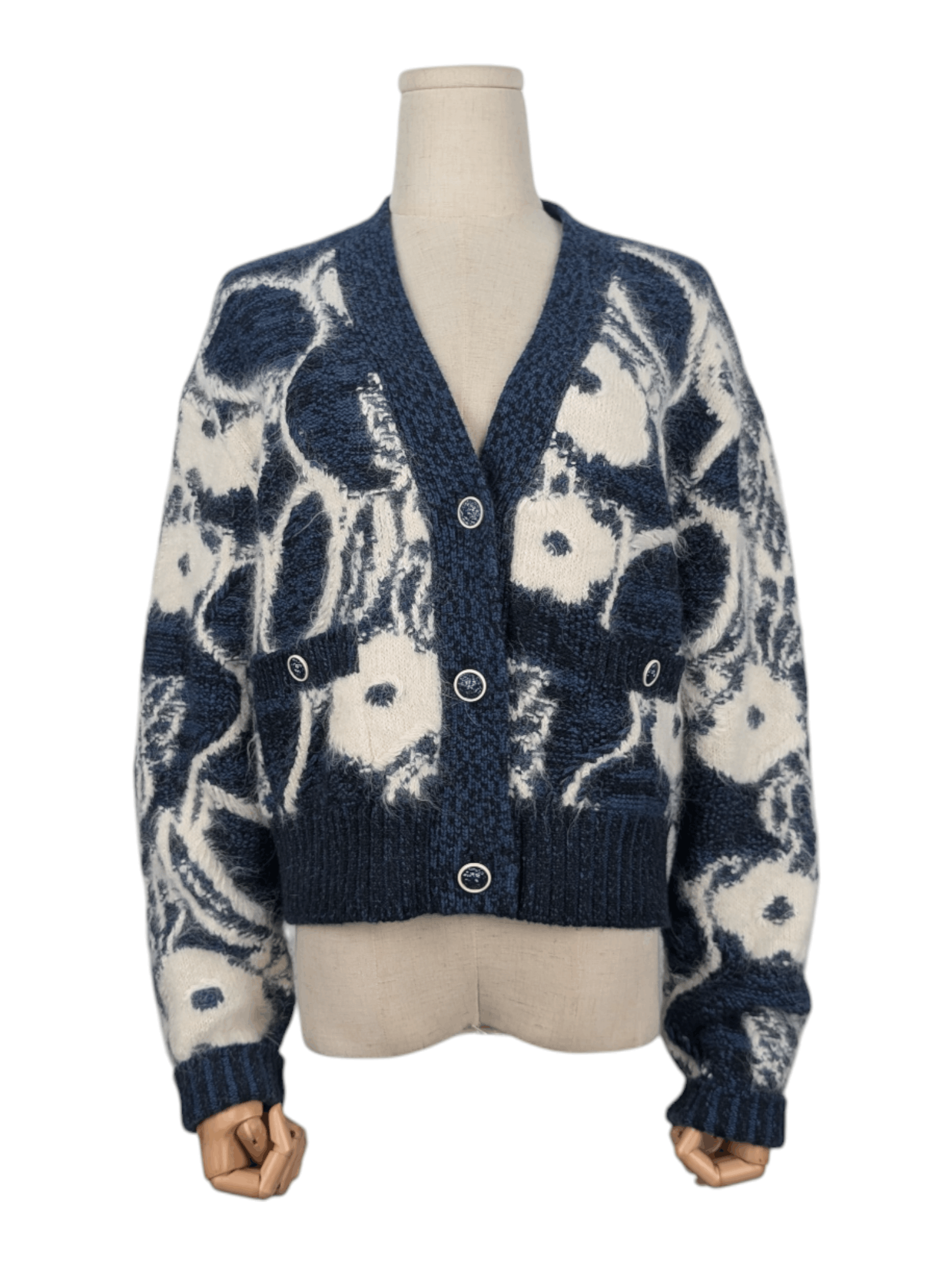 Chanel Chanel Blue And White Knitwear Cardigan Size S / US 4 / IT 40 - 1 Thumbnail