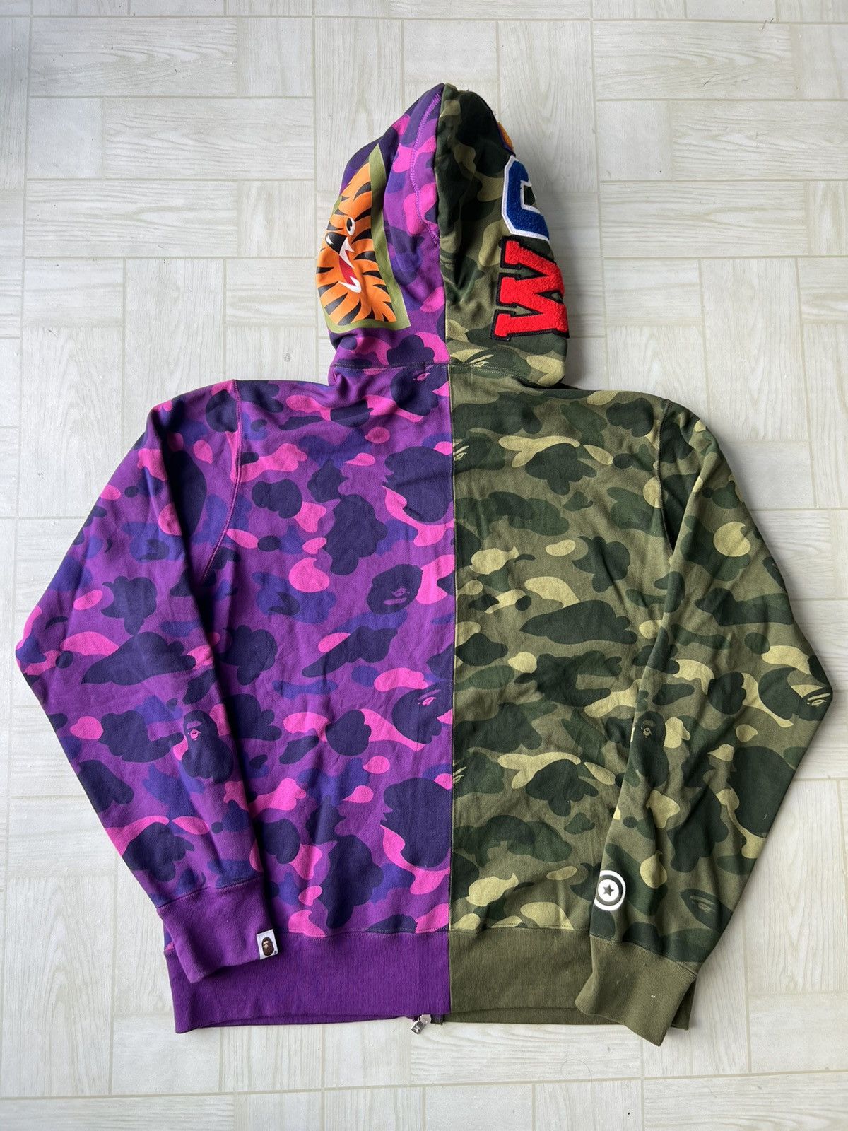 Bape FW22 BAPE Camo Color Green Purple Shark Full Zipper Hoodie Size US L / EU 52-54 / 3 - 3 Thumbnail