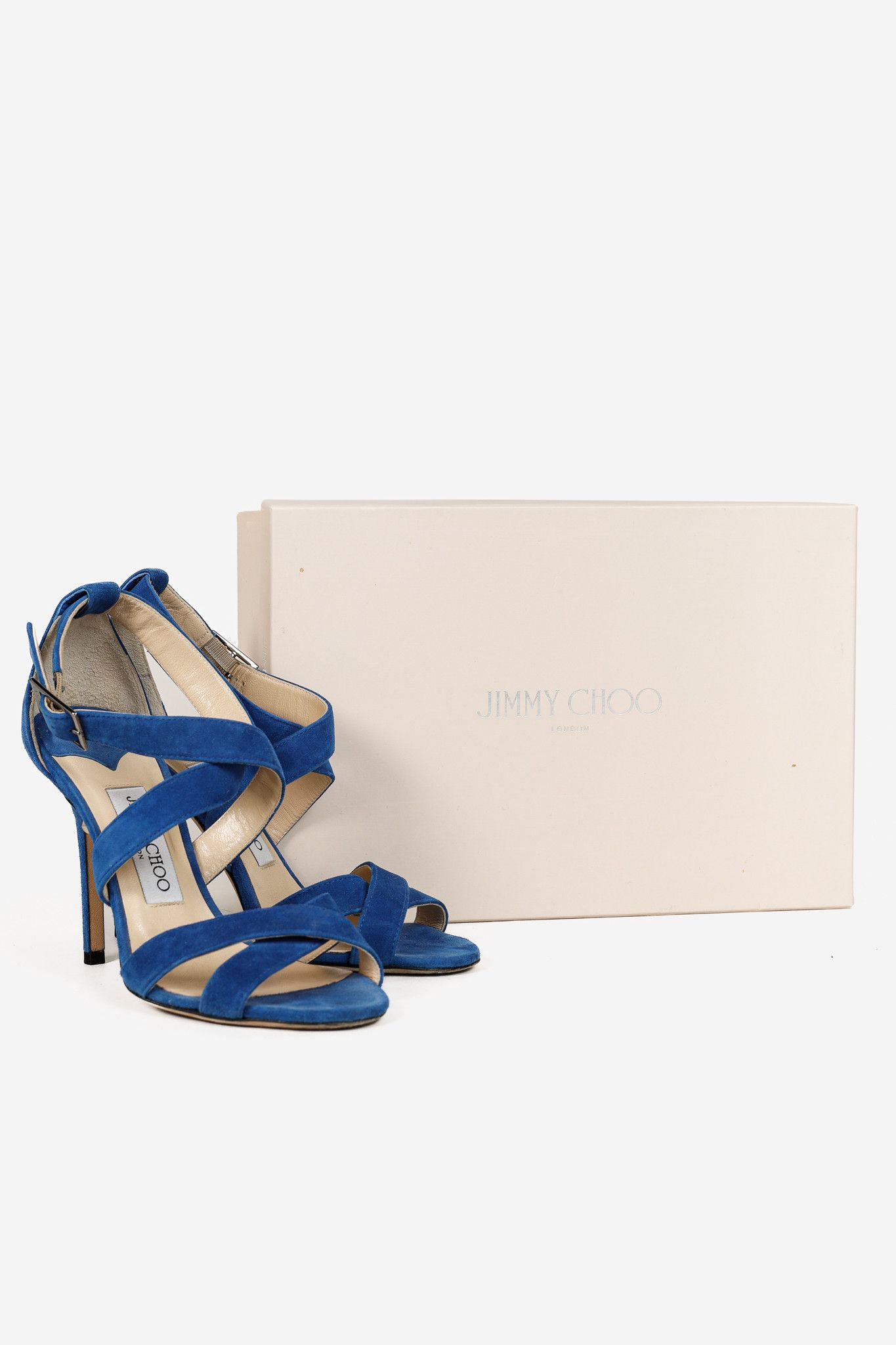 Jimmy Choo Jimmy Choo Lottie Aegean Suede Strappy Sandals Size US 6.5 / IT 36.5 - 9 Thumbnail