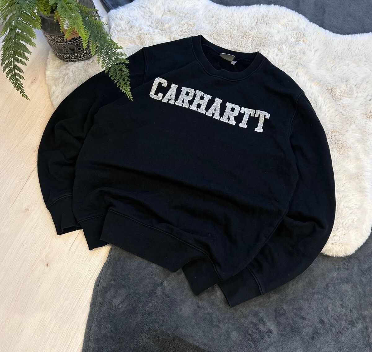 Pre-owned Carhartt X Vintage 00s Vintage Carhartt Big Logo Retro Sweatshirt In Black
