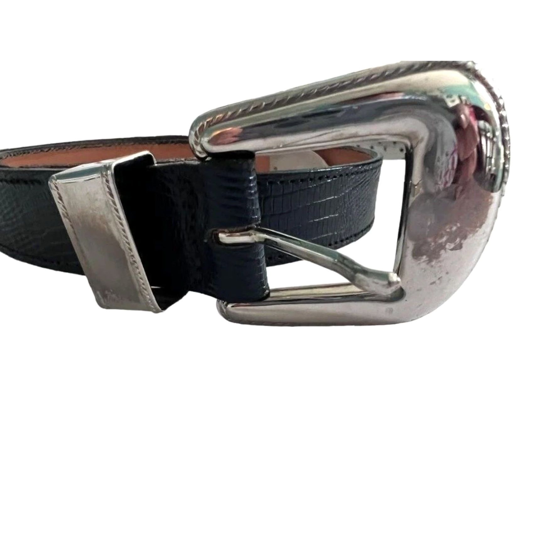 VINTAGE Fred Coen Western Belt Womens Navy Blue Snakeskin  display picture 1