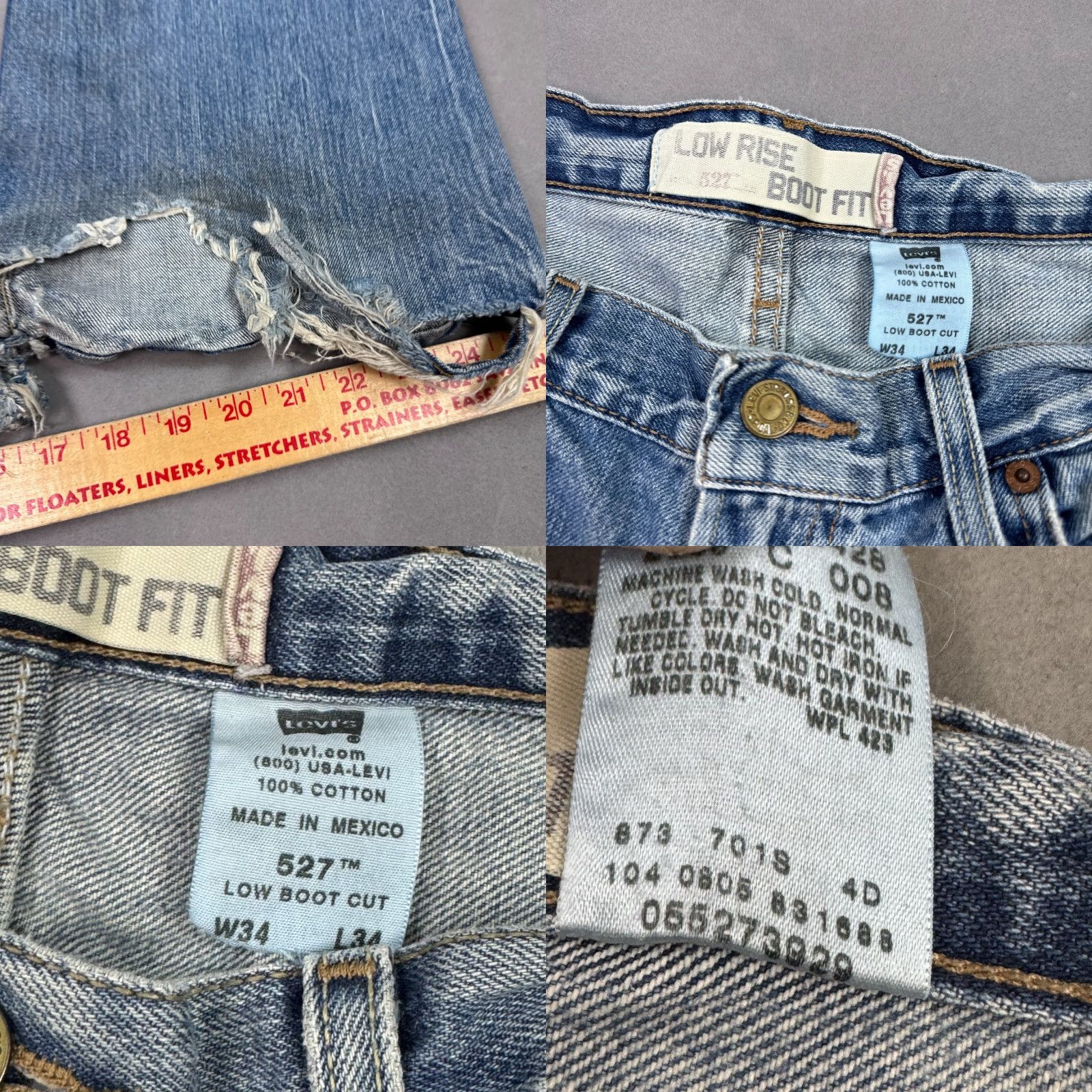 Levi's VINTAGE Levis Jeans Mens 34x34 Blue 527 Bootcut Western Destroyed Cowboy Size US 34 / EU 50 - 8 Thumbnail