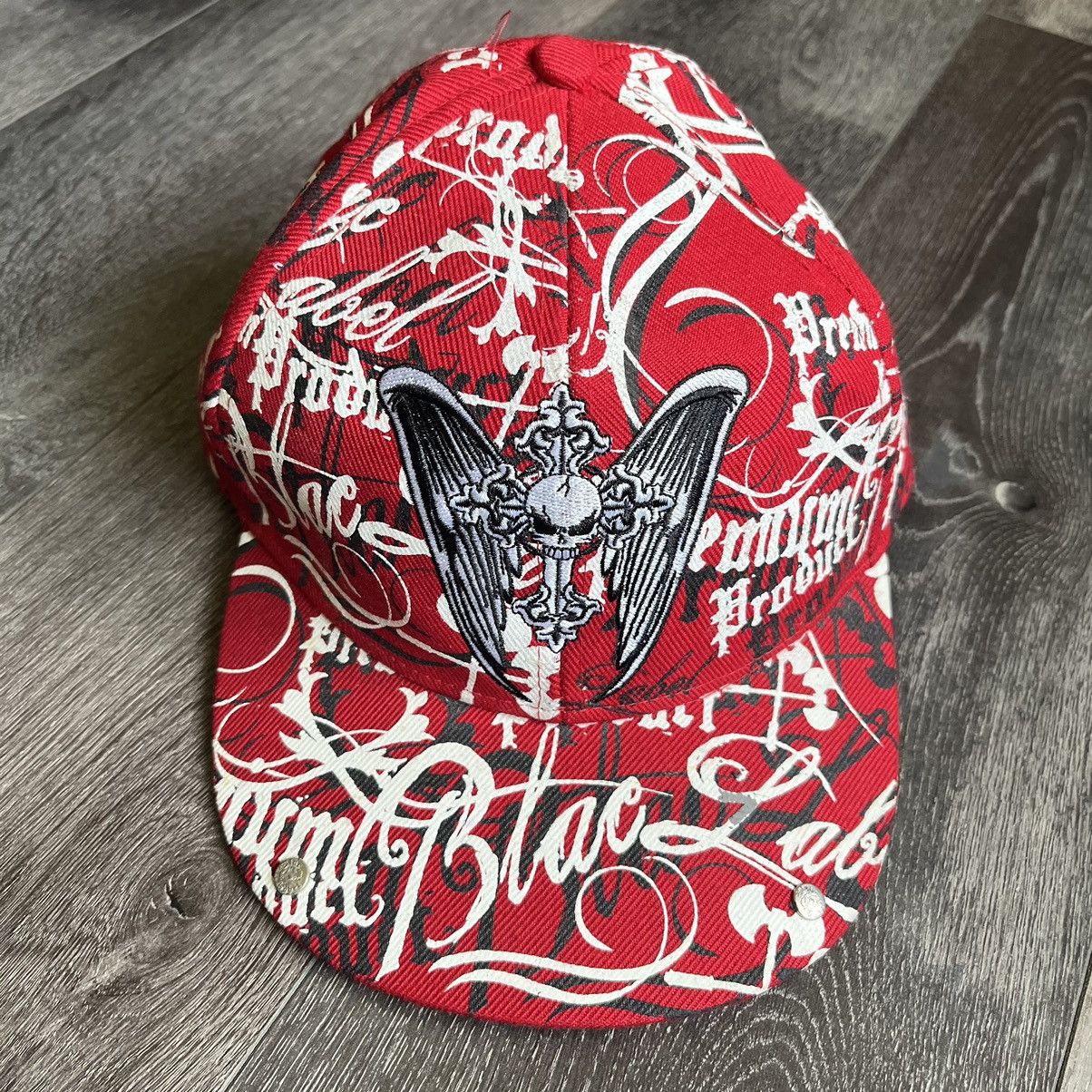 Affliction Vintage 2000s Affliction Skull Blac Label Fitted Hat 7 1/2 Size ONE SIZE - 1 Thumbnail