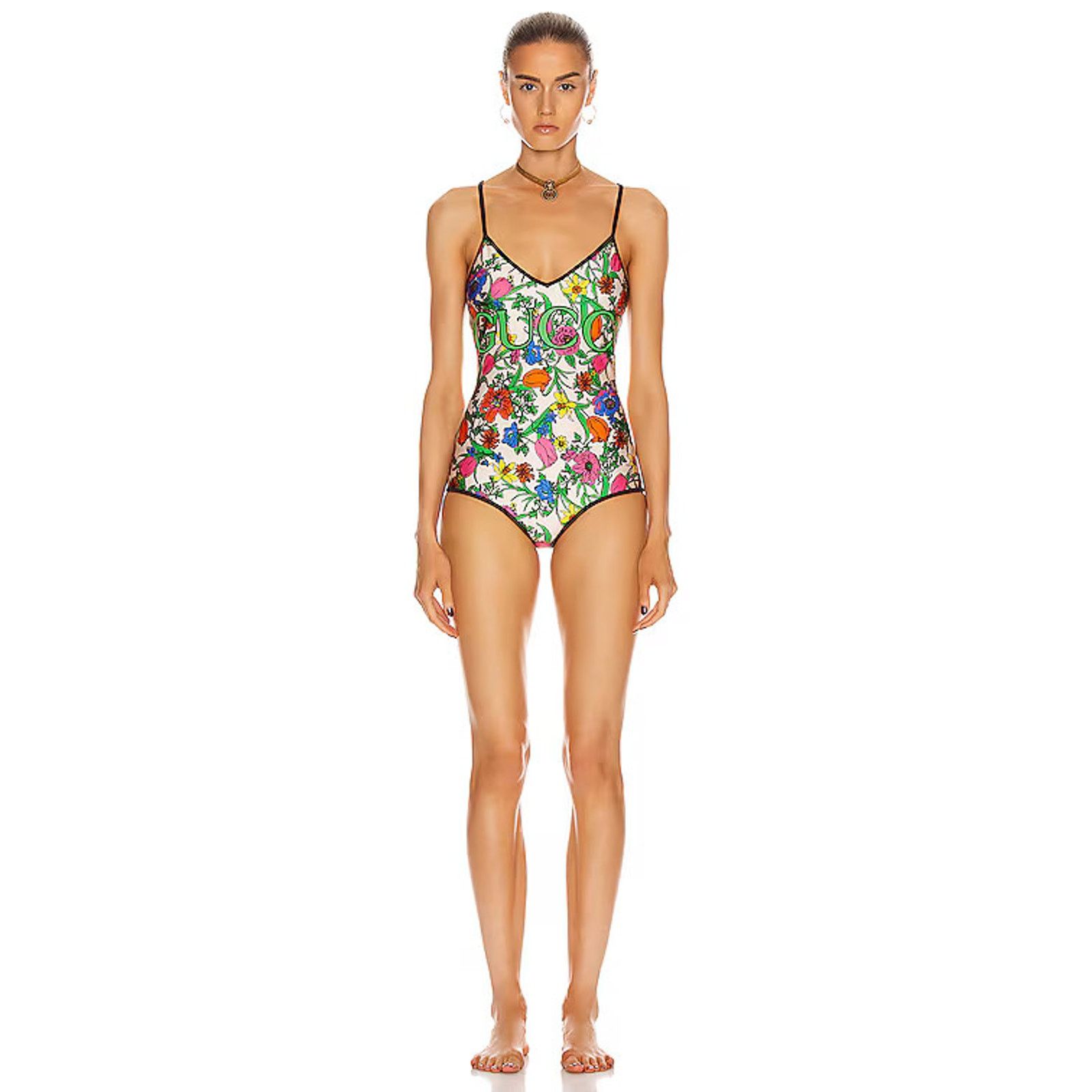 Gucci Gucci Floral Print Logo Criss Cross One Piece Swimsuit S Size S / US 4 / IT 40 - 3 Thumbnail