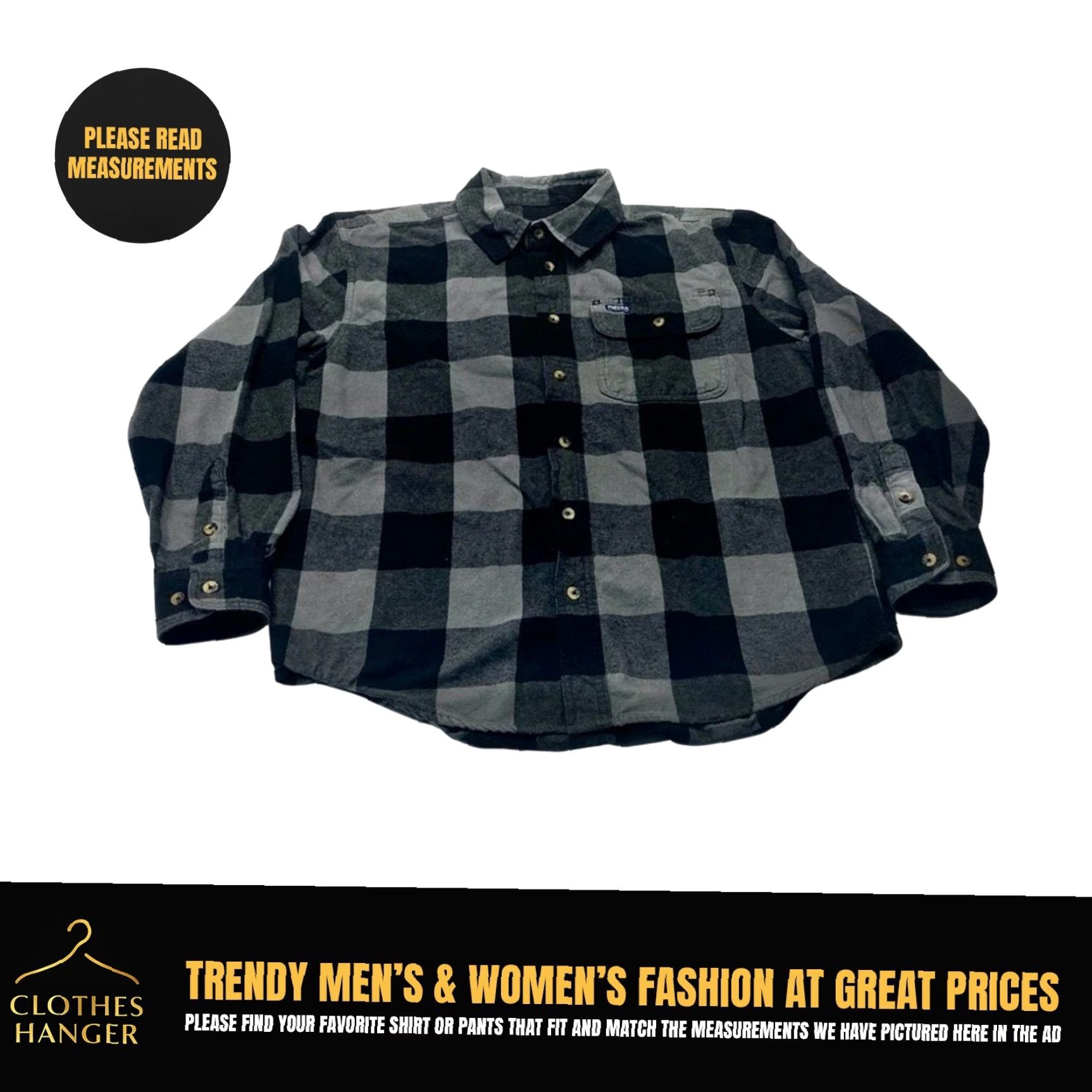 Vintage Smith's Workwear Flannel Shirt Men Large Black Gray Plaid Long Sleeve 8503 Size US L / EU 52-54 / 3 - 2 Thumbnail