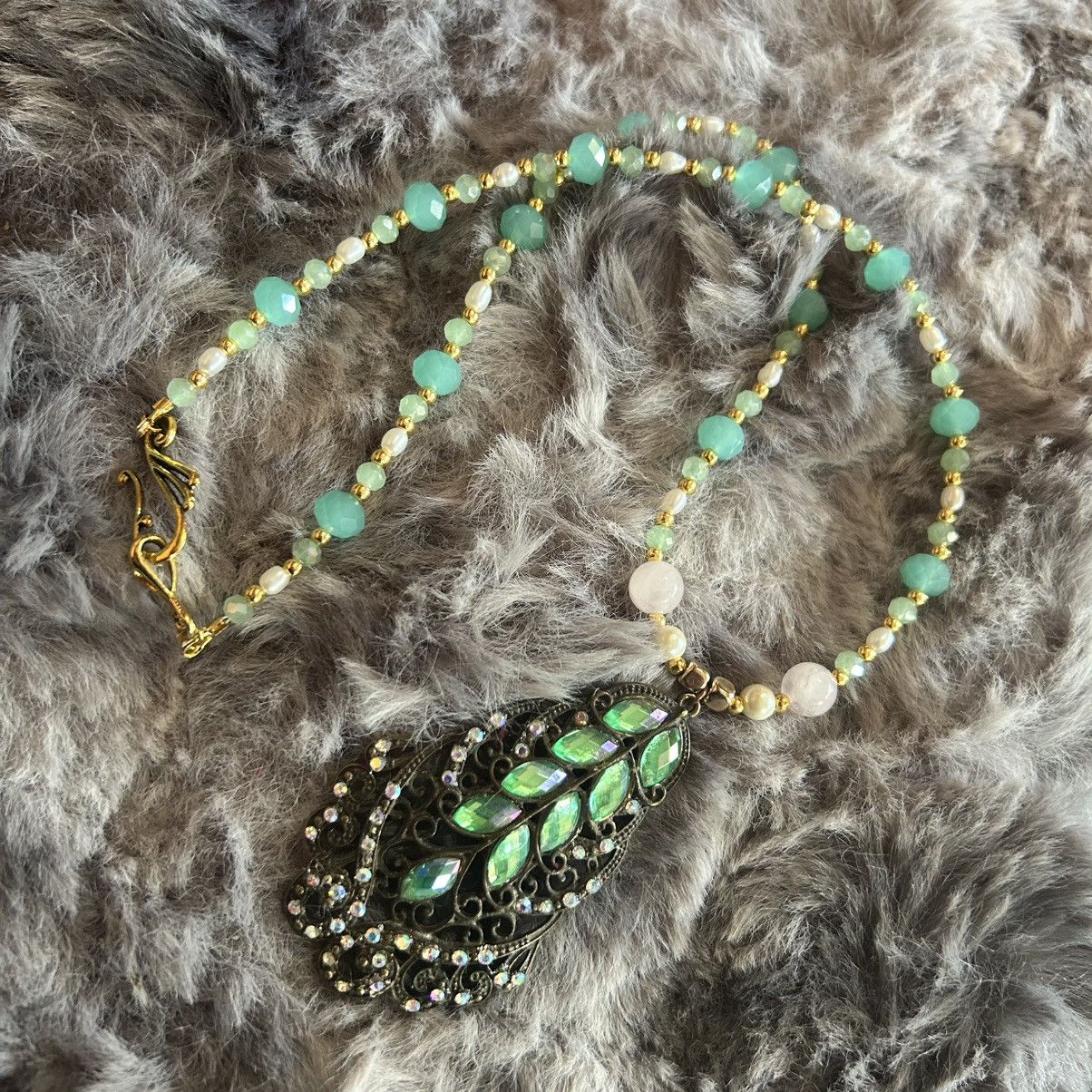 Handmade Handcrafted repurposed amulet genuine pearl bead necklace Size ONE SIZE - 5 Thumbnail