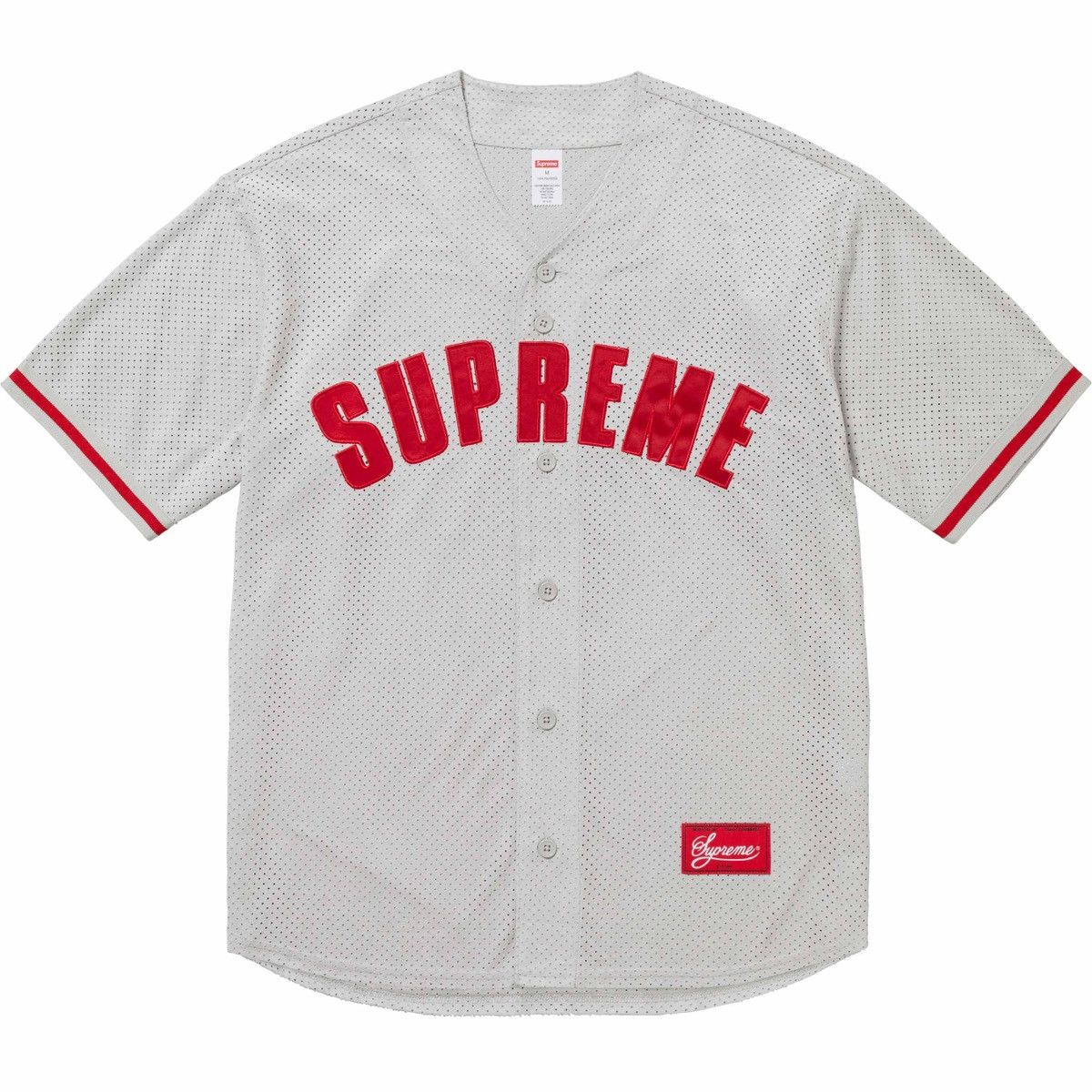 image of Supreme Ultrasuede Mesh Baseball Jersey in Grey, Men's (Size Medium)
