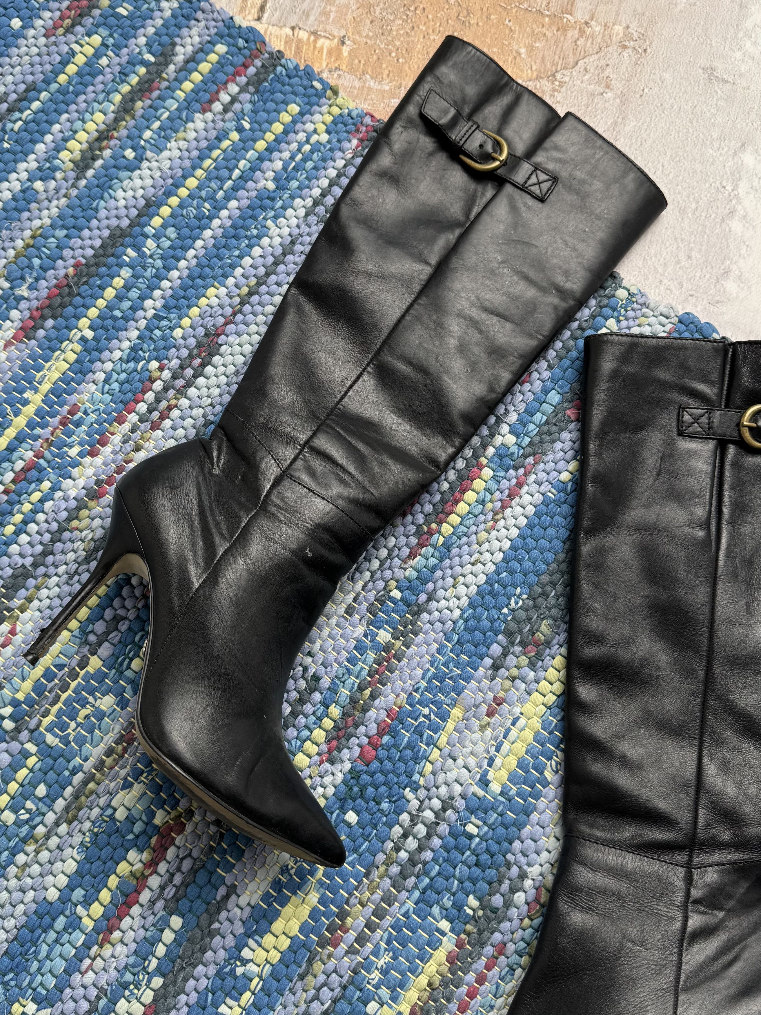 Vintage Vintage Leather Boots With Heels A8(V1)D15 Size US 9 / IT 39 - 2 Thumbnail