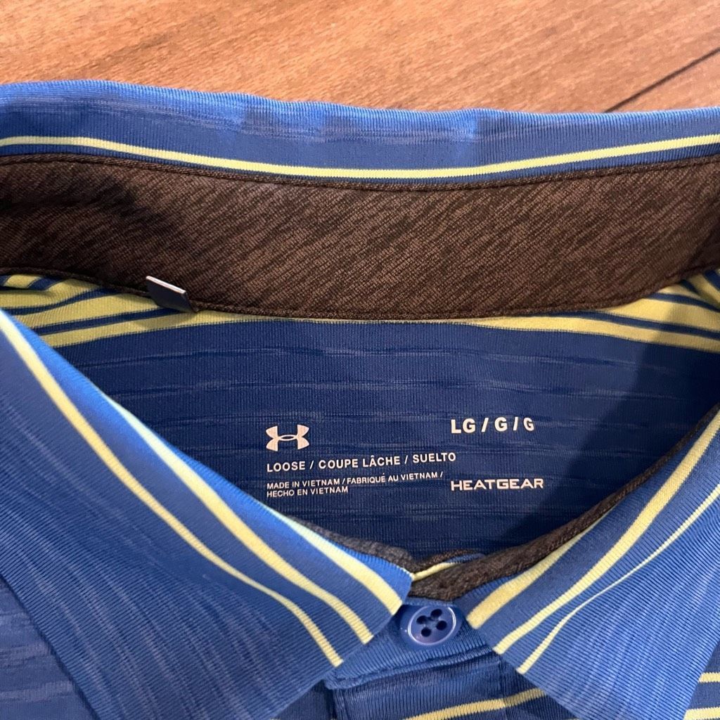 Under Armour Under Armour Blue Stripe Athletic Casual Polo Men Large Bin Size US L / EU 52-54 / 3 - 3 Thumbnail