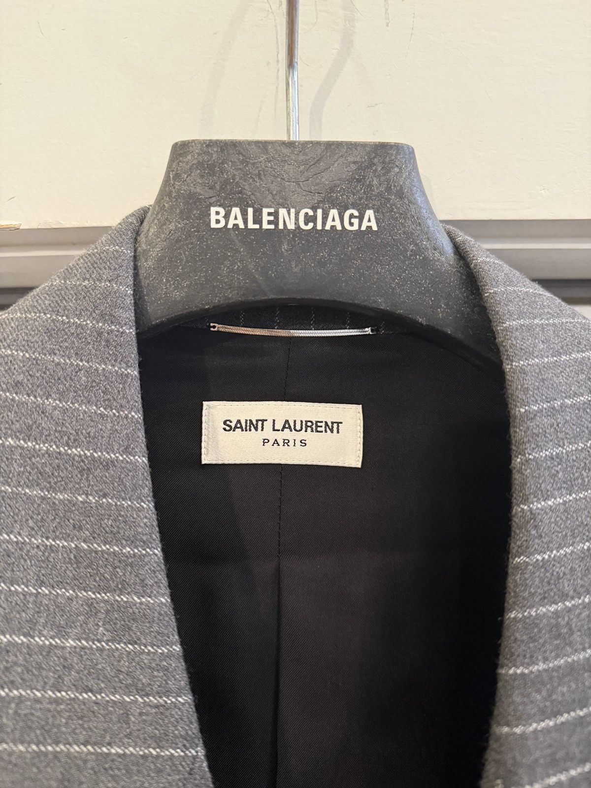 Saint Laurent Paris Oversized Pinstripe Double Breasted Blazer Size 50R - 4 Thumbnail