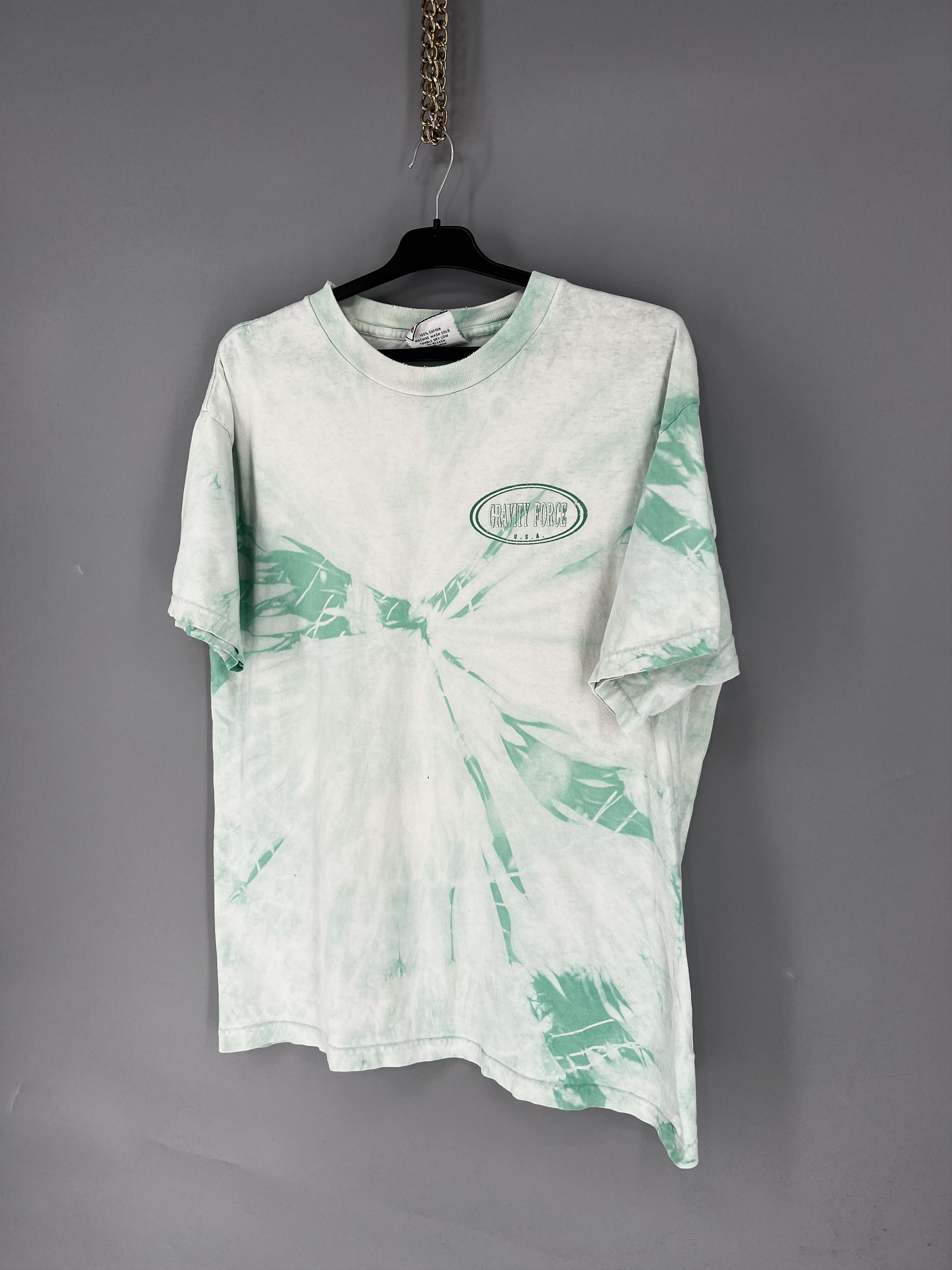 Vintage Vintage 90s Gravity Force Big Logo Full Print Tie-Dye Shirt Size US L / EU 52-54 / 3 - 3 Thumbnail
