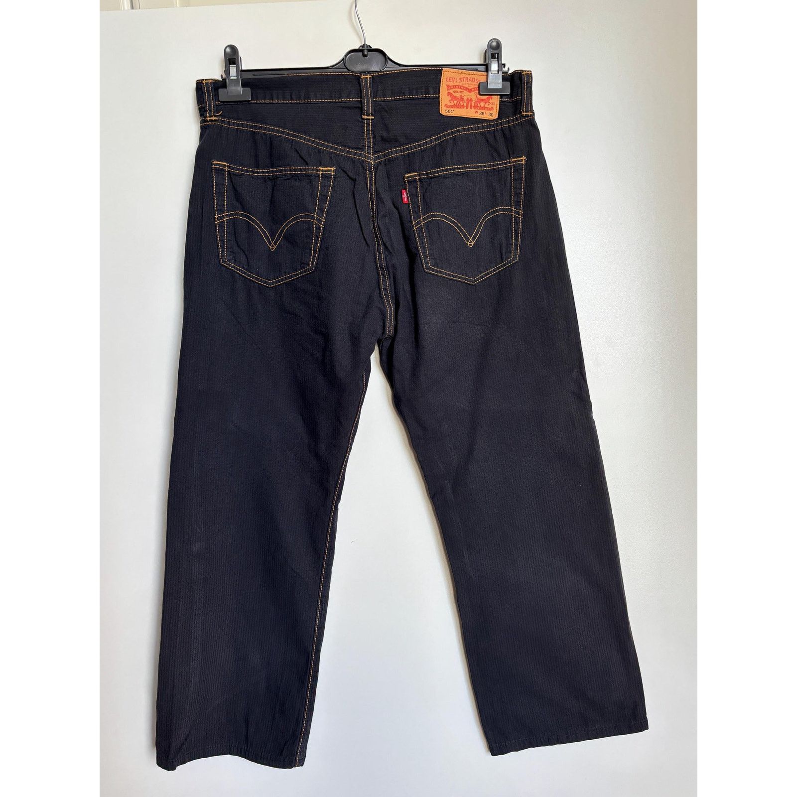 Levi's × Levi's Vintage Clothing × Vintage Levi’s 501 W36 L30 Black Pinstripe Button Fly Denim Jeans Size US 36 / EU 52 - 7 Thumbnail