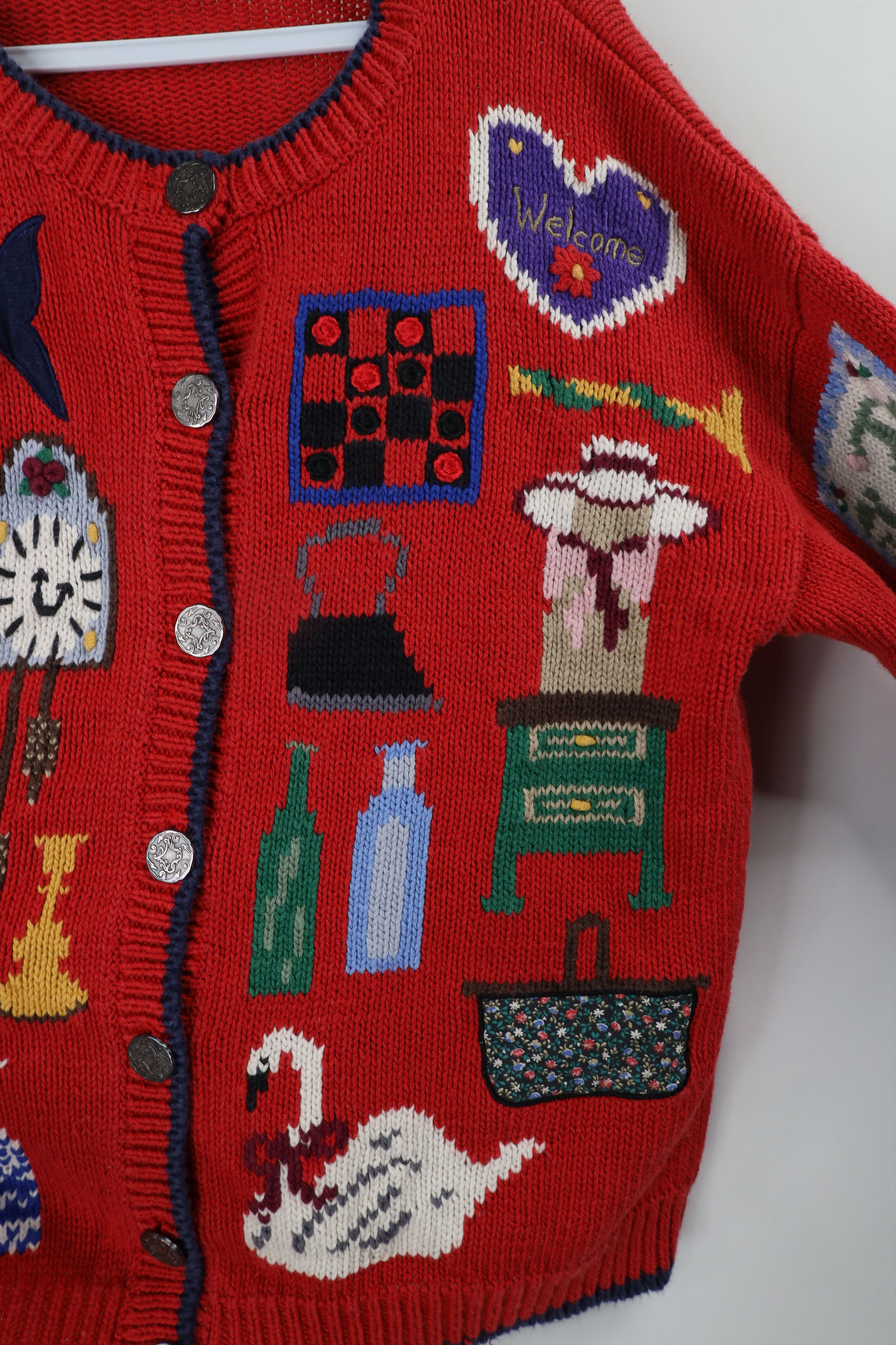 Vintage Vintage 90s Design Options Antiques Knit Cardigan Sweater Size L / US 10 / IT 46 - 9 Thumbnail