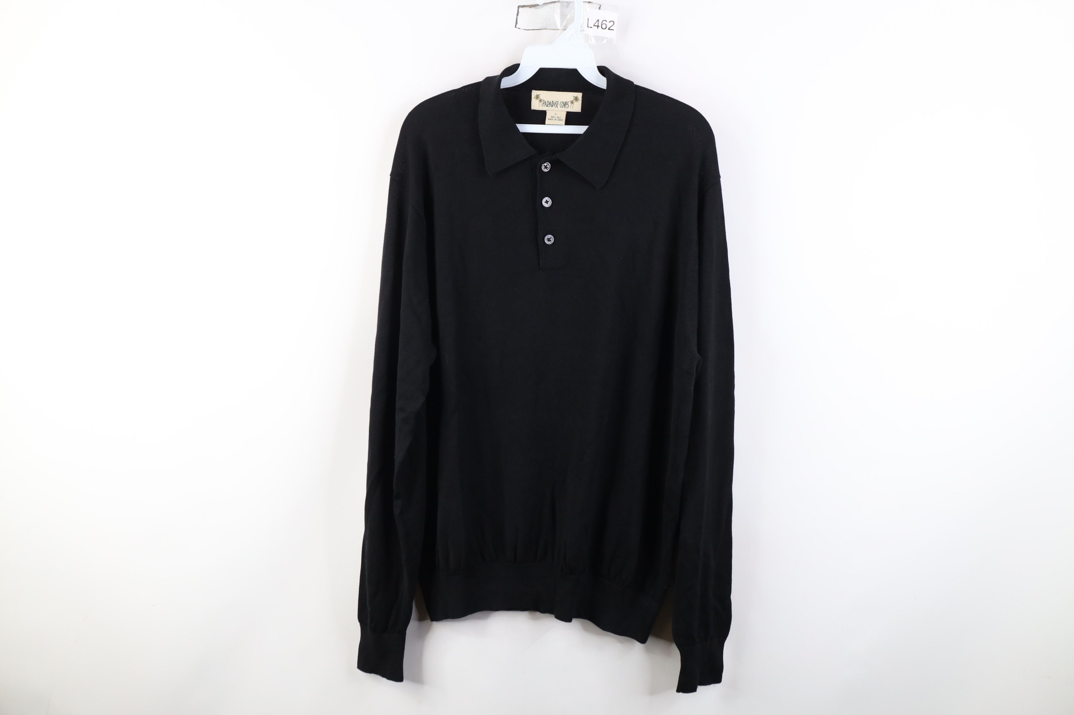 Vintage Vintage 90s Streetwear Silk Knit Collared Sweater Black Size US L / EU 52-54 / 3 - 1 Thumbnail