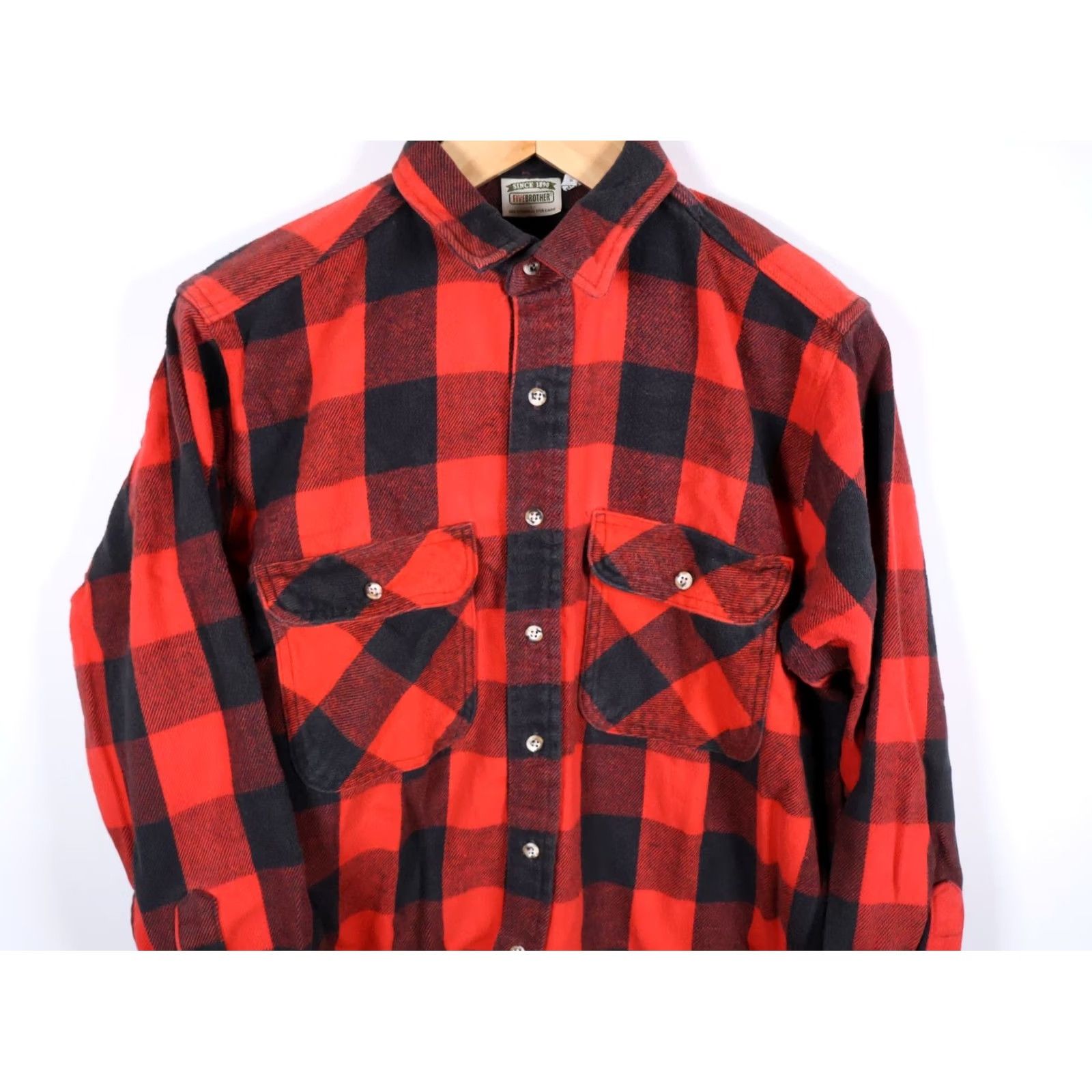 Vintage VINTAGE Five Brother Flannel Shirt Men's Large Red Black Buffalo Plaid Workwear Size US L / EU 52-54 / 3 - 4 Thumbnail