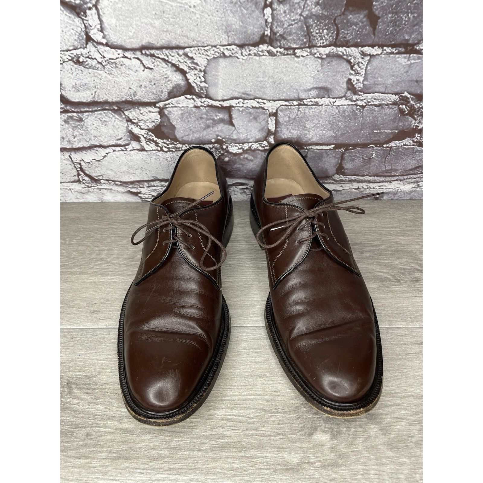 Endless Joy G.M. Endless 9502 Brown Leather Derby Oxfords Lace Up Dress Size US 9 / EU 42 - 24 Thumbnail
