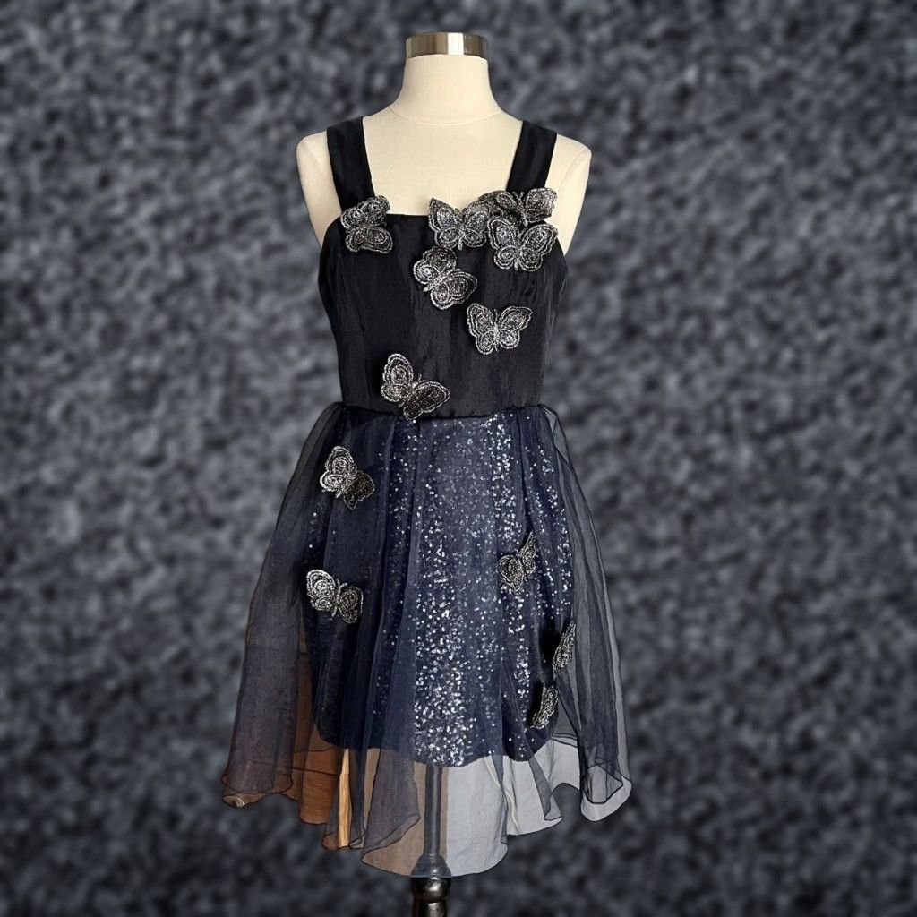 Vintage Sretsis Butterfly Sequins Dress Whimsical Fairy Gothic Blue Dress Short US 6 Womens Size M / US 6-8 / IT 42-44 - 1 Thumbnail