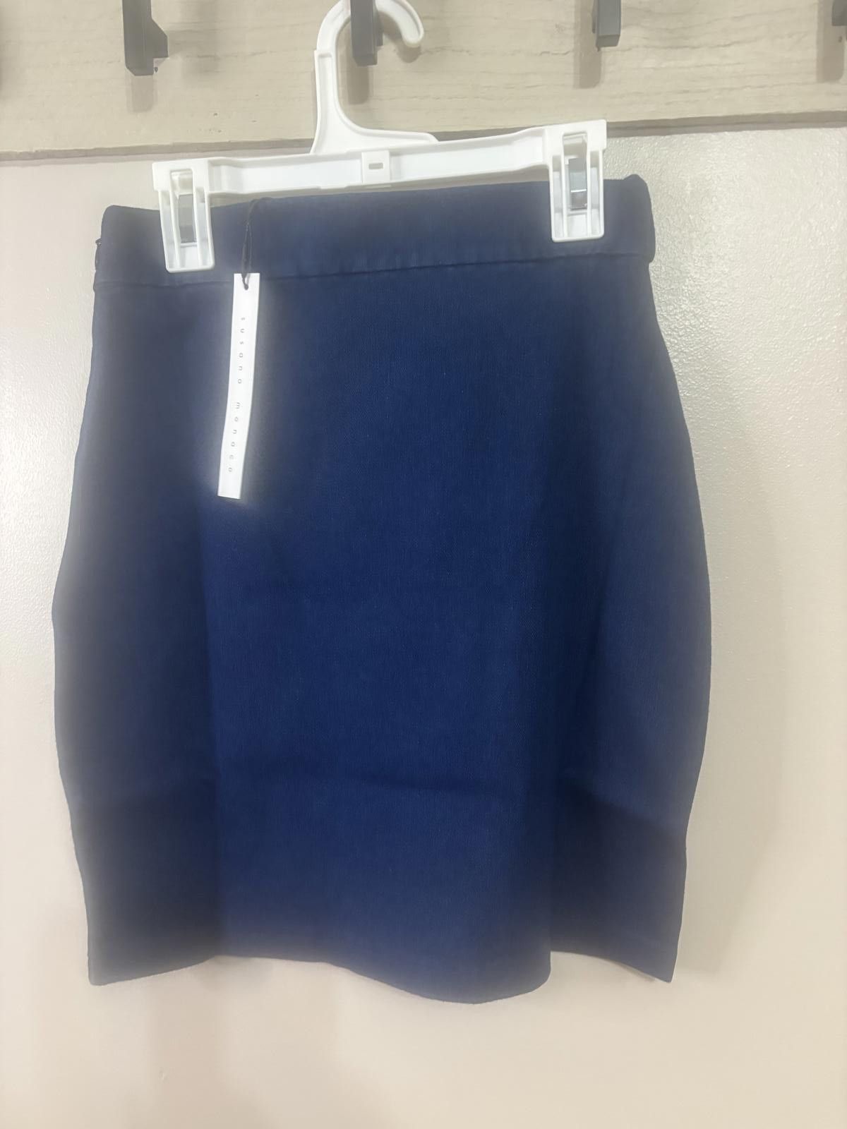 Designer Susana Monaco Women's Navy Blue Mini Skirt Small Size 28" / US 6 / IT 42 - 2 Thumbnail