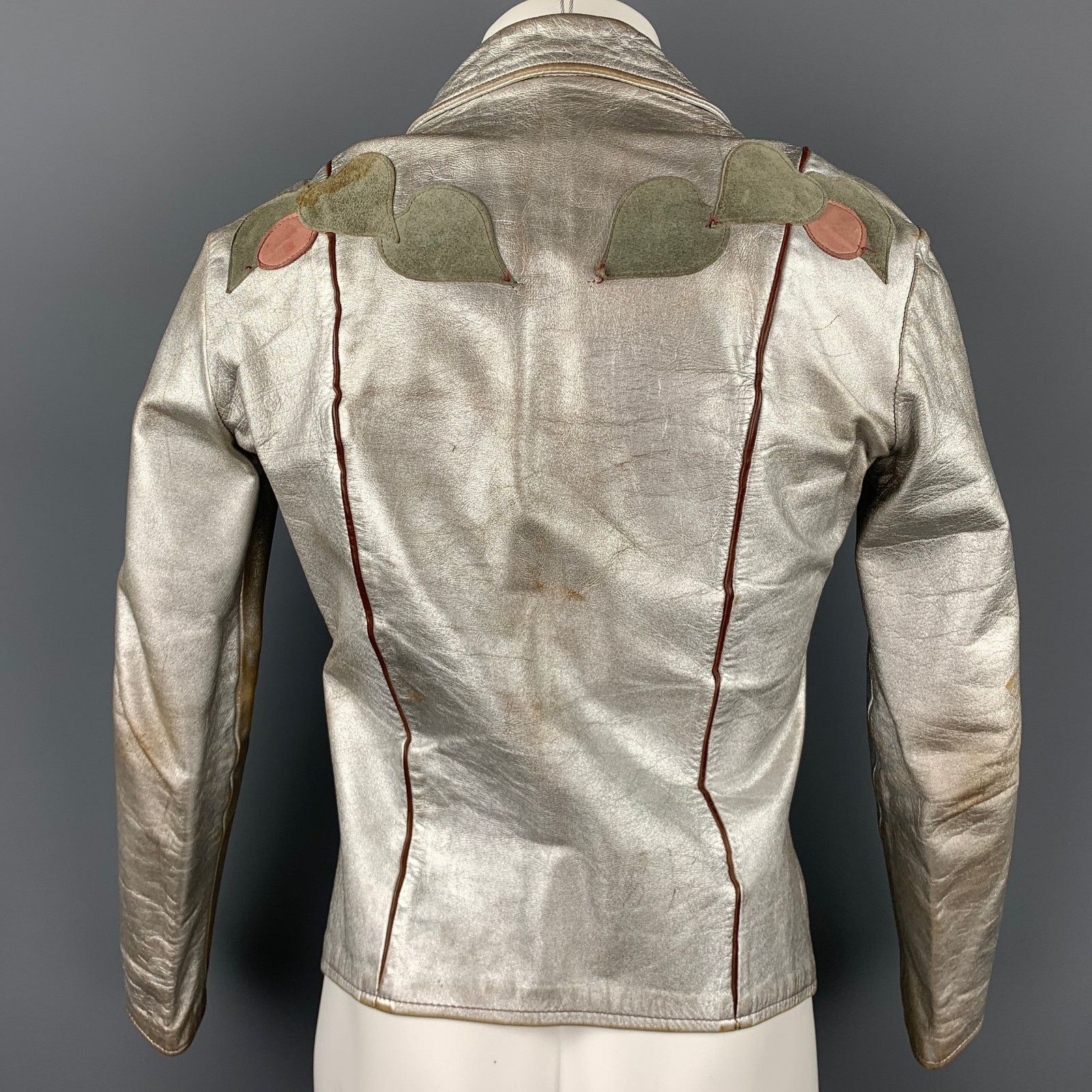 Other Vintage Size XL Silver Hand Painted Applique Zip Up Jacket Size XL / US 12-14 / IT 48-50 - 4 Thumbnail