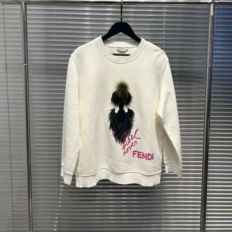 Fendi Fendi White Embroidered Long Sleeve Sweatshirt 0089 Size US XS / EU 42 / 0 - 1 Thumbnail