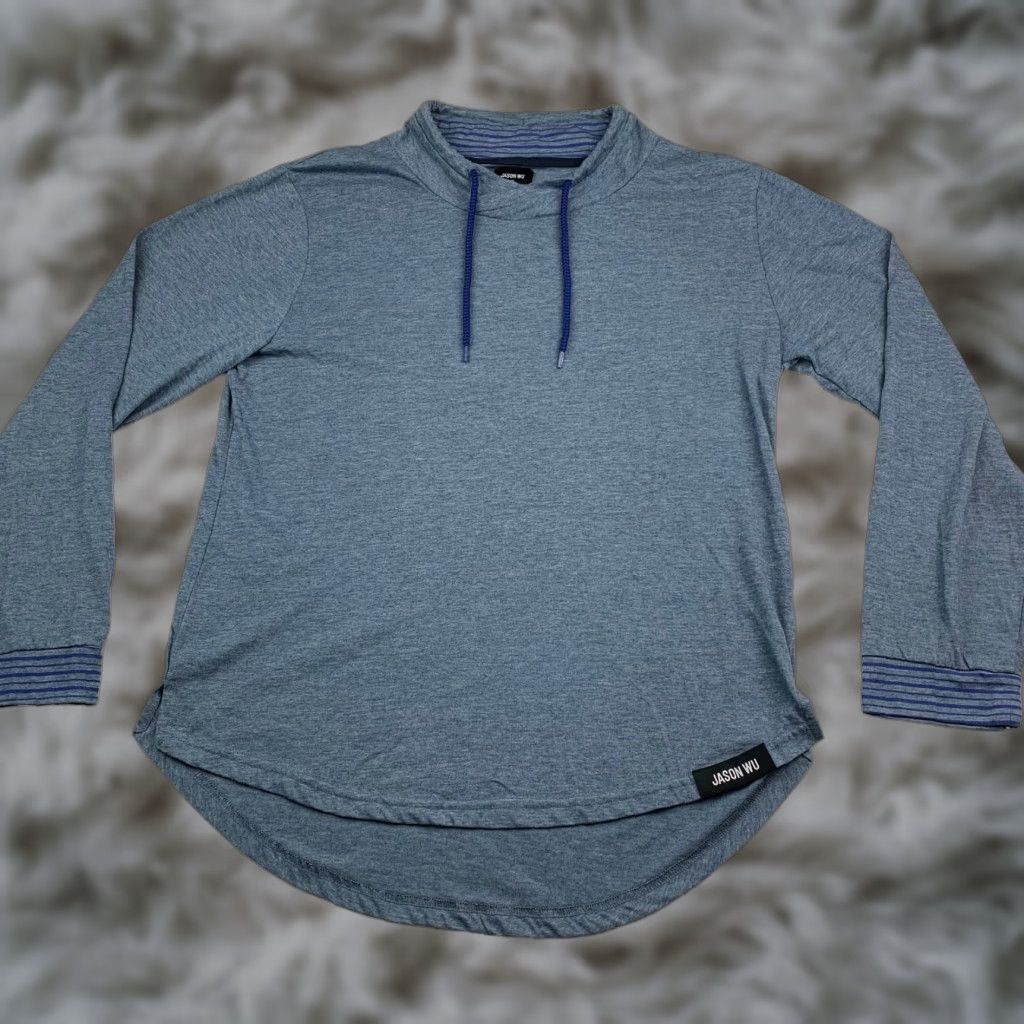 Jason Wu Jason Wu x EvaAir Men’s Pullover Sweatshirt Blue Large Mock Neck Drawstring Lightweight Shirt Size US L / EU 52-54 / 3 - 1 Thumbnail