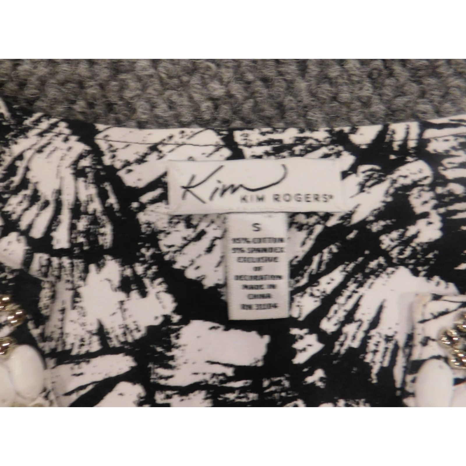 Vintage Kim Rogers Shirt Womens S Black Crew Neck Pullover Stretch Top Geometric Pattern Blouse Casual Regular Designer Womens Blouse Size S / US 4 / IT 40 - 4 Thumbnail