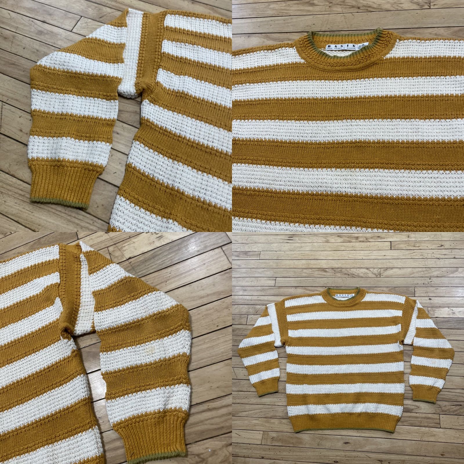 Vintage VINTAGE Basix Fenn Wright & Manson Sweater Men M Gold Cream Chunky Knit 1970s Size US M / EU 48-50 / 2 - 10 Thumbnail