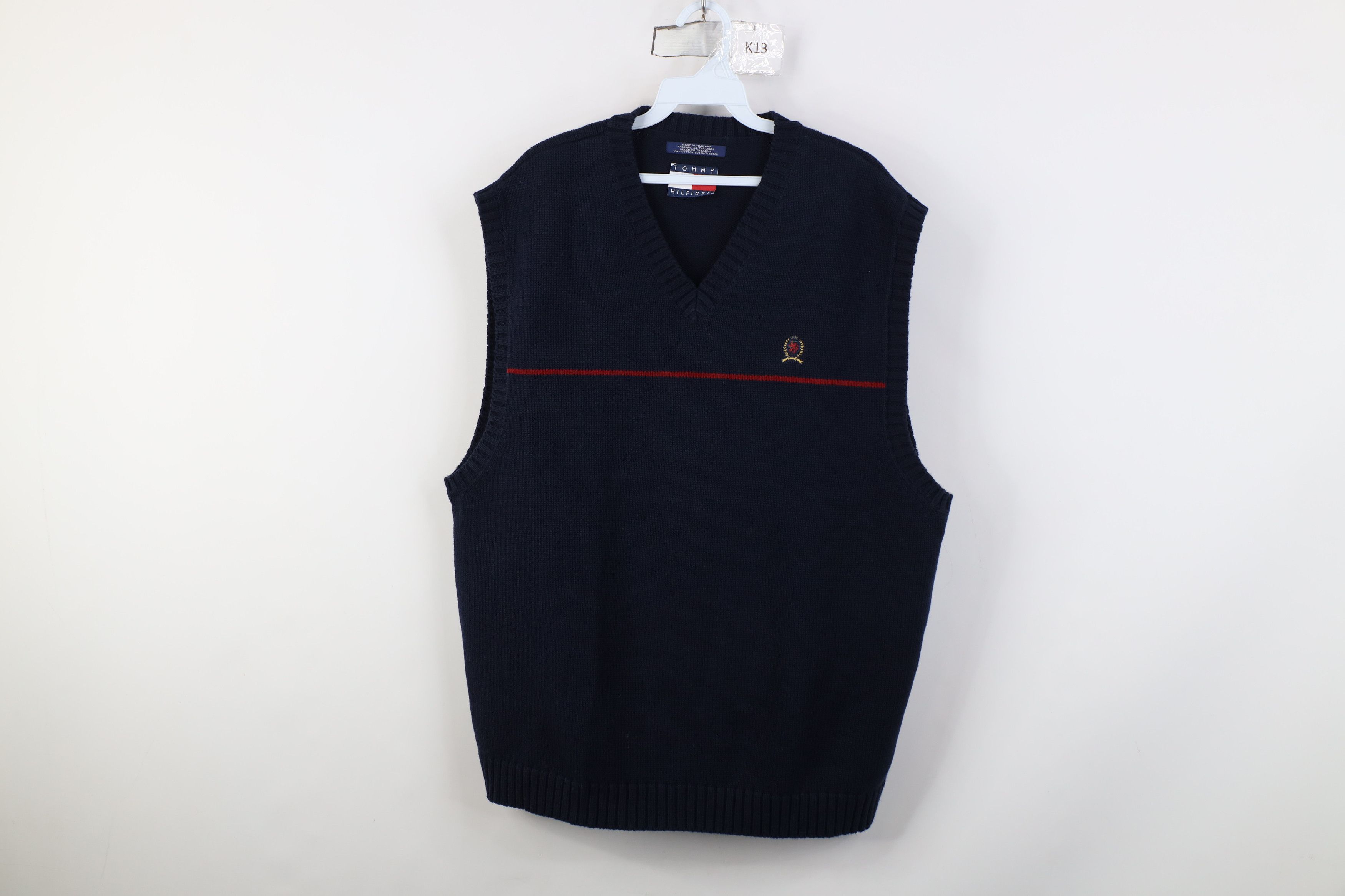 Tommy Hilfiger Vintage 90s Tommy Hilfiger Cotton Ribbed Knit Sweater Vest Size US XL / EU 56 / 4 - 1 Thumbnail