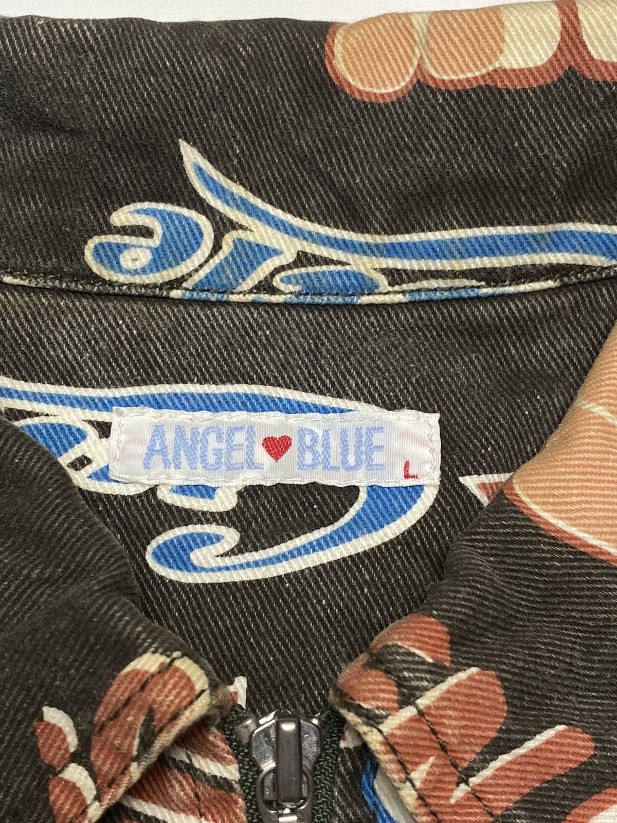 Angel Blue 1990s Angel Blue - Printed Pop Smiley Denim Work Jacket Size L / US 10 / IT 46 - 14 Thumbnail