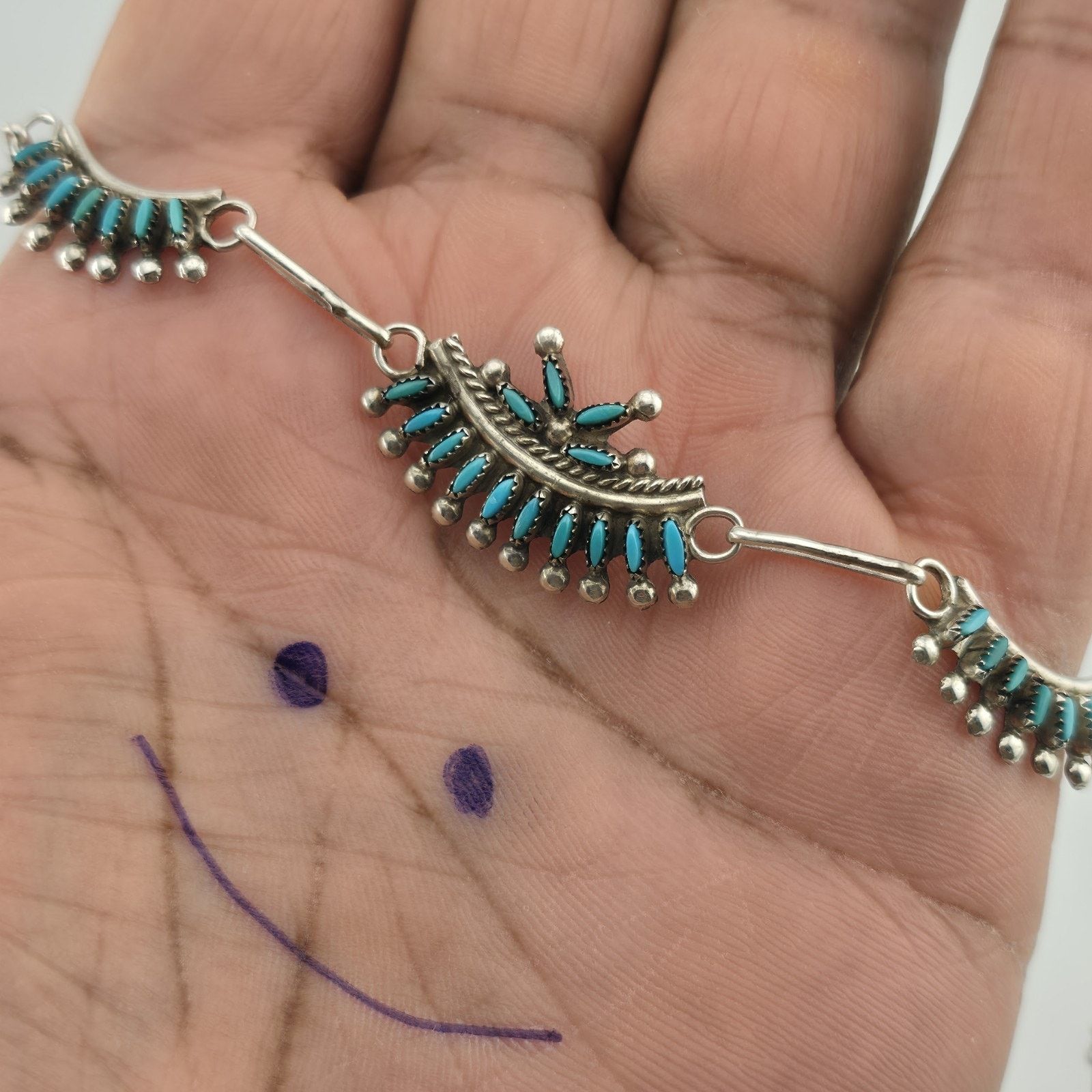 Other EDDAKIE Sterling Turquoise Necklace Native American 14” Zuni Size ONE SIZE - 2 Thumbnail