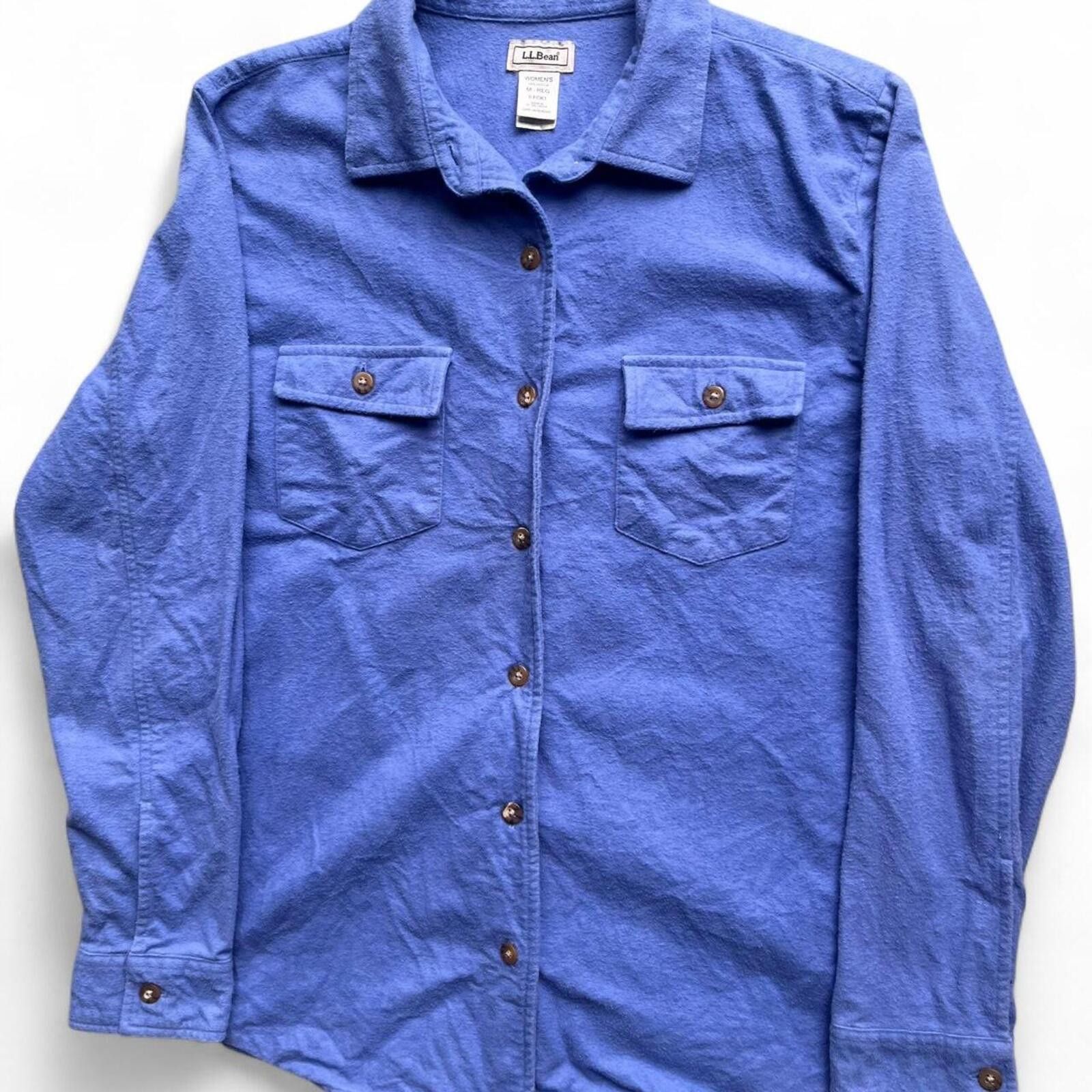 L.L. Bean 1990's L.L. Bean Women's M Blue Button Down Cotton Jacket Size L / US 10 / IT 46 - 1 Thumbnail