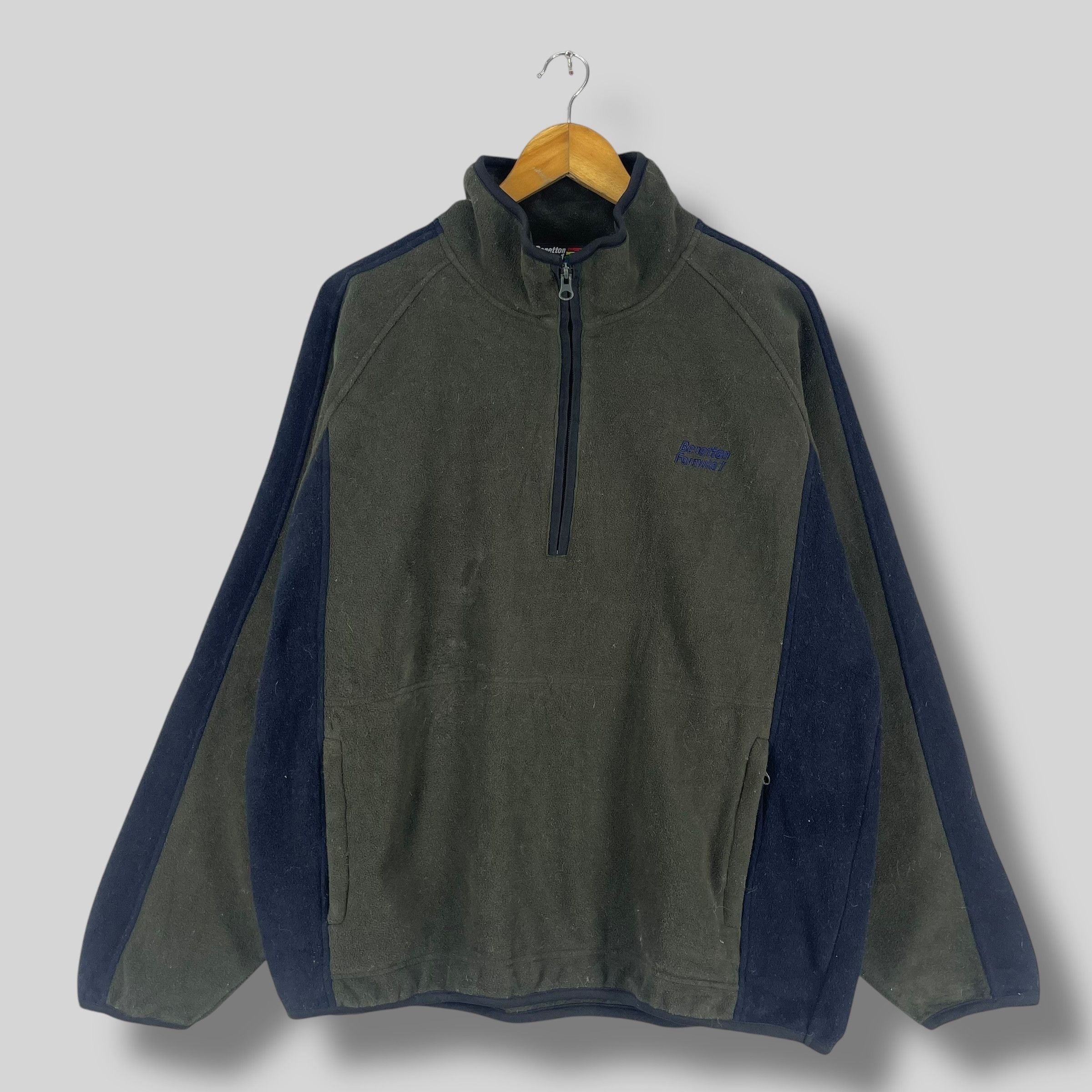 Benetton Vintage 90's BENETTON Formula 1 Half Zipper Fleece Jacket Size US L / EU 52-54 / 3 - 1 Thumbnail
