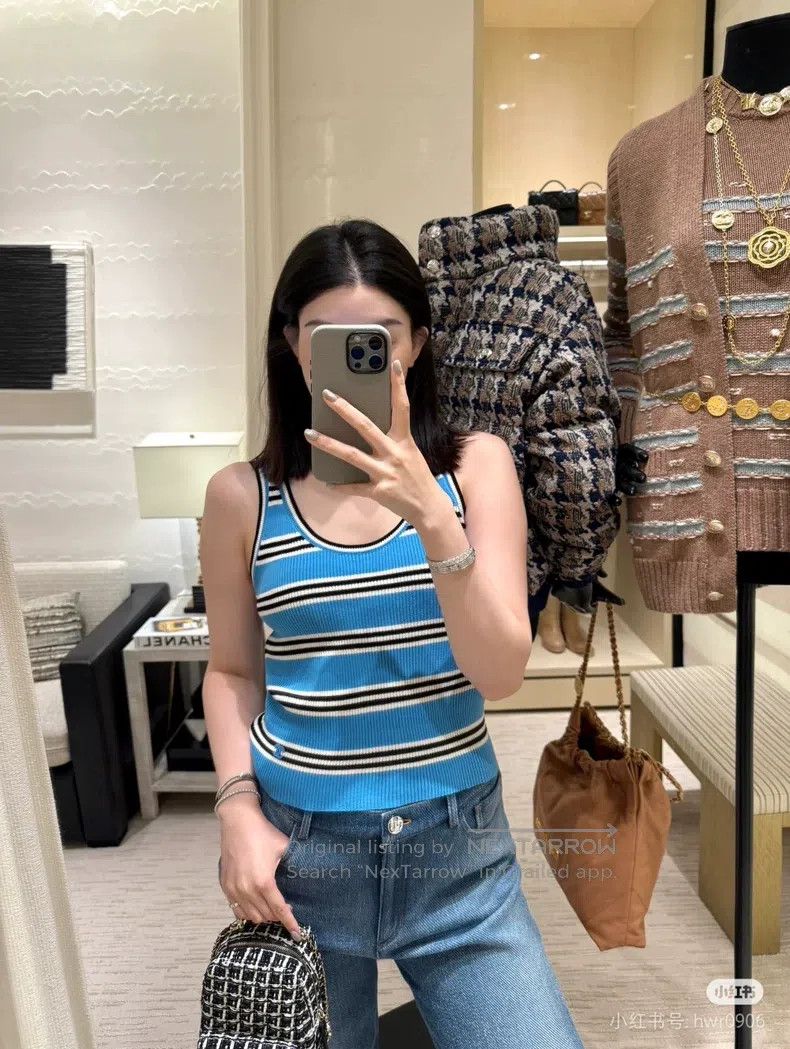 Chanel Chanel 24A blue and white striped knitted vest Size XXS / US 00 / IT 34 - 3 Thumbnail