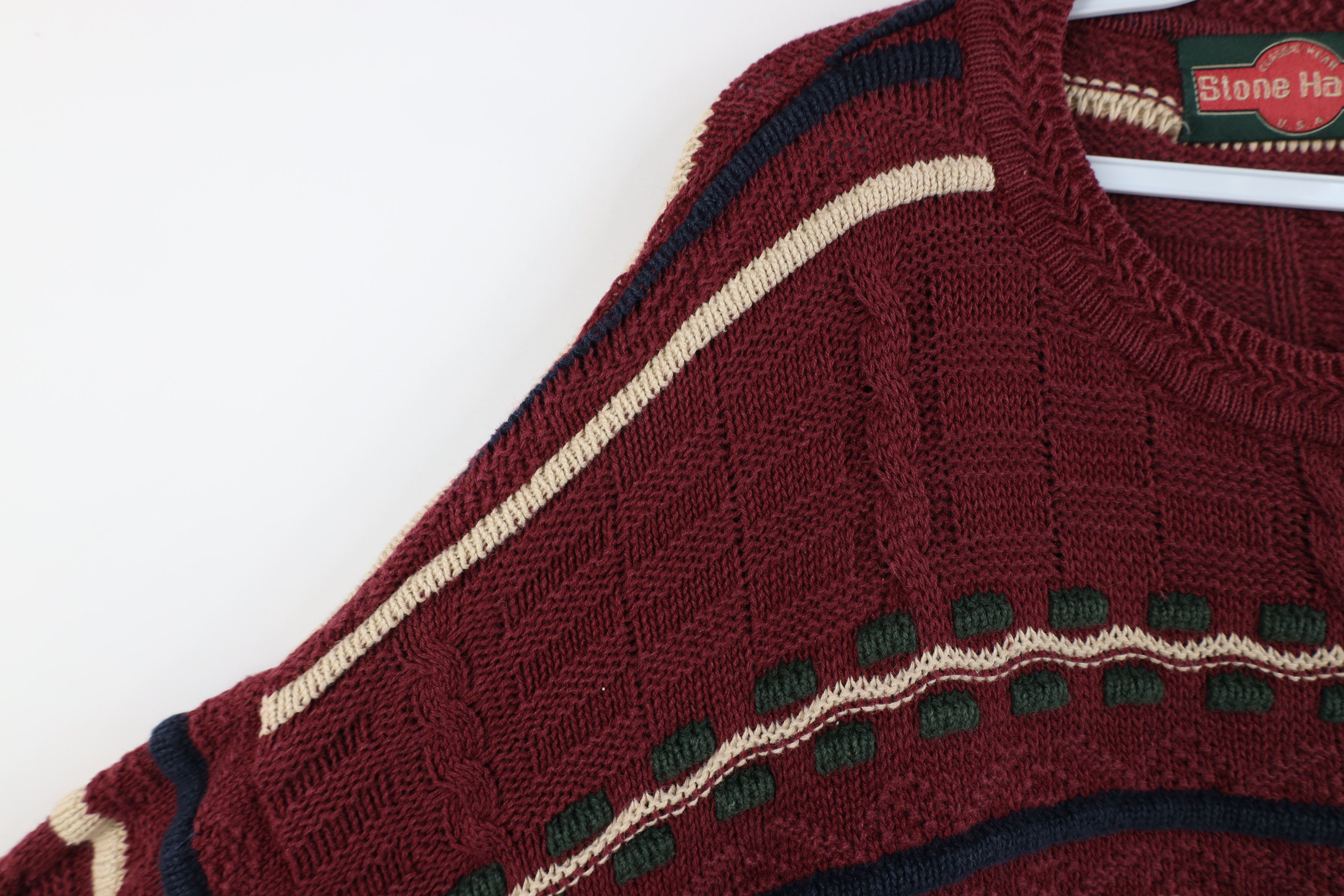 Vintage Vintage 90s Streetwear Ribbed Cable Knit Striped Sweater Size US L / EU 52-54 / 3 - 6 Thumbnail