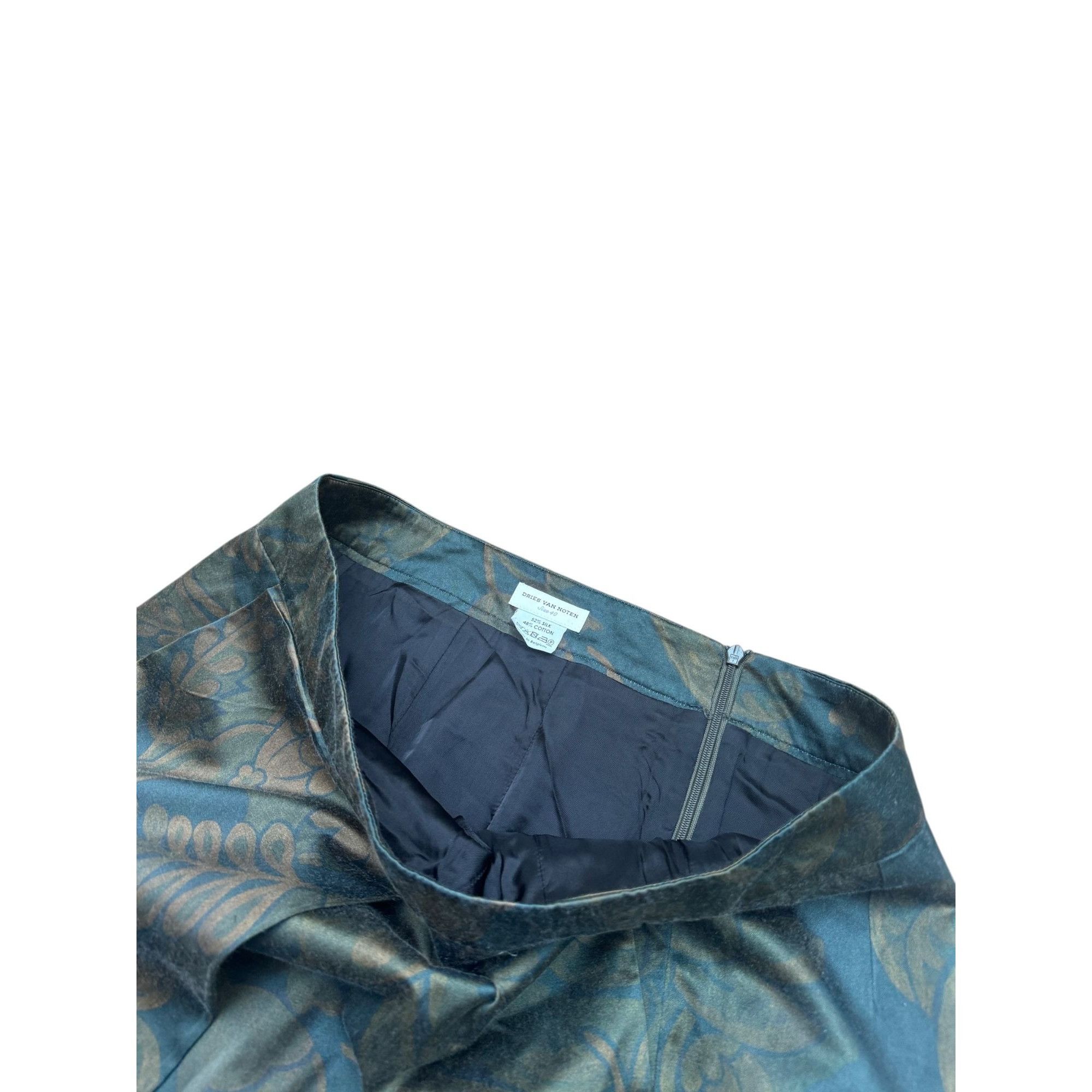 Dries Van Noten Kaki Floral Skirt Size 30" / US 8 / IT 44 - 2 Thumbnail