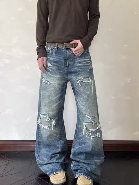 Blue Y2k Ripped Jeans