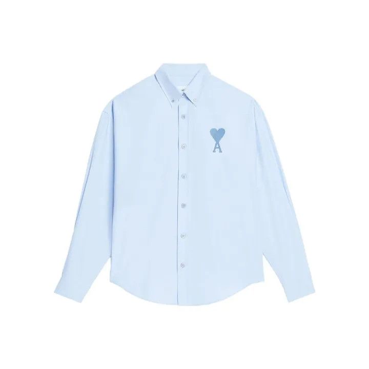 AMIPARIS Blue Button-Down Shirt with Heart Design 0079