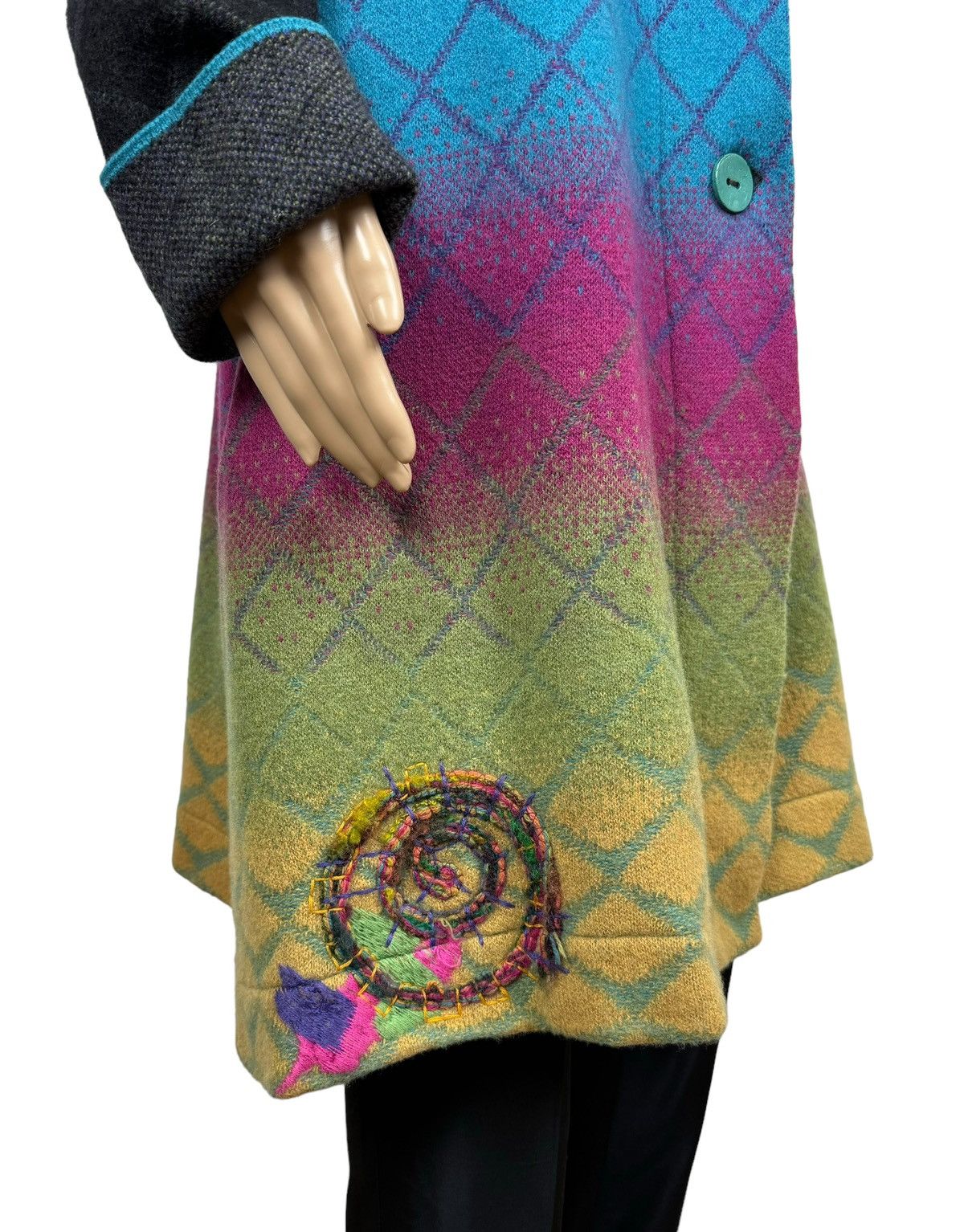 Designer Ivko Woman Wool Knit Coat Multicolor Embroidered size M Size M / US 6-8 / IT 42-44 - 3 Thumbnail