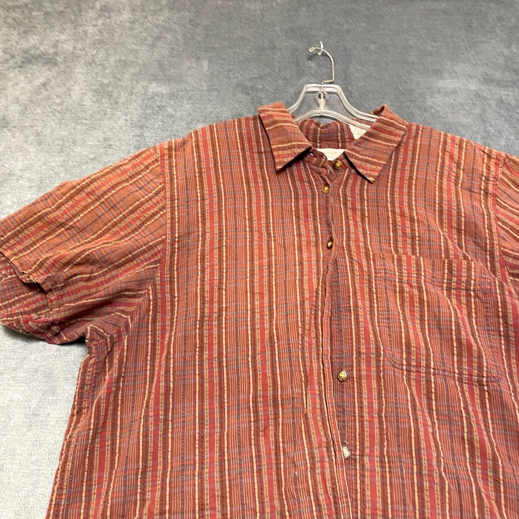 Vintage Elisabeth by Liz Claiborne Shirt Women 18 Brown Striped Cotton Button Up Size XXL / US 16-18 / IT 52-54 - 4 Thumbnail
