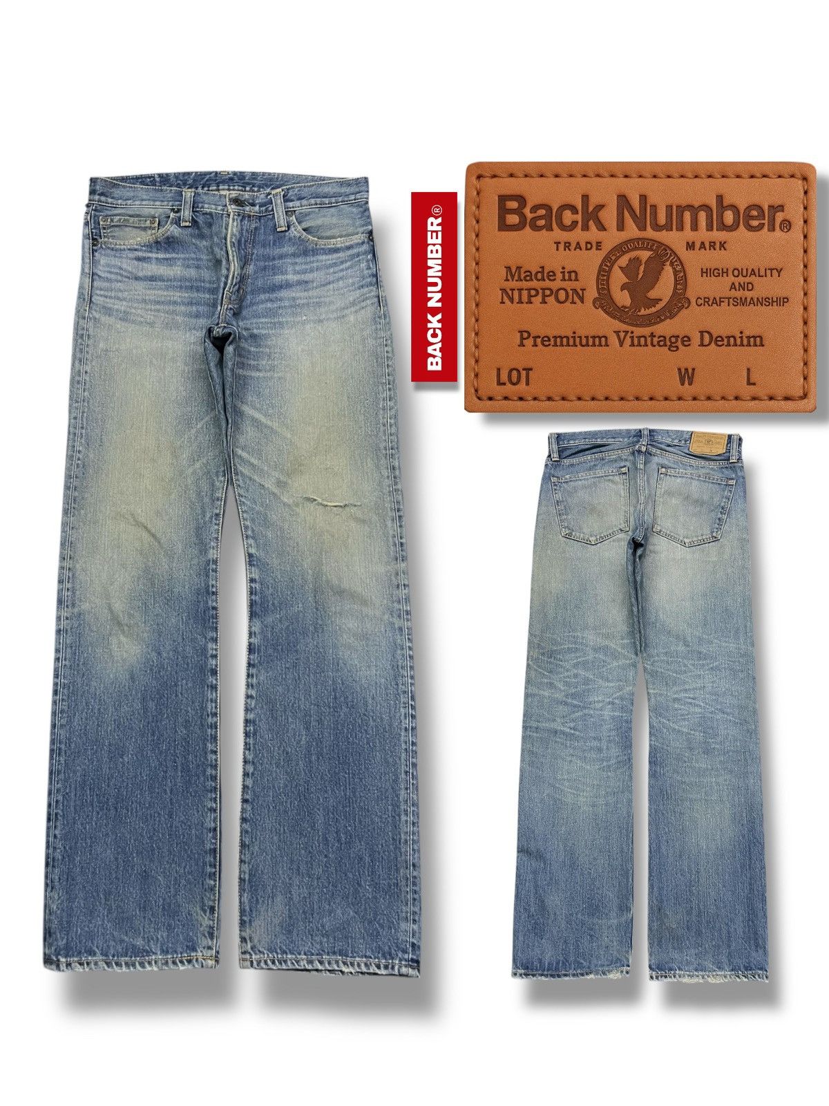 Japanese Brand Vintage Back Number Nippon Japan - Faded Rusty Wash Jeans Size US 33 - 1 Thumbnail
