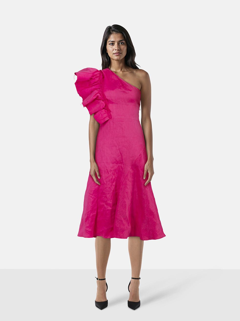 Aje Pink Bonjour Asymmetric Midi Dress Size XS / US 0-2 / IT 36-38 - 1 Thumbnail