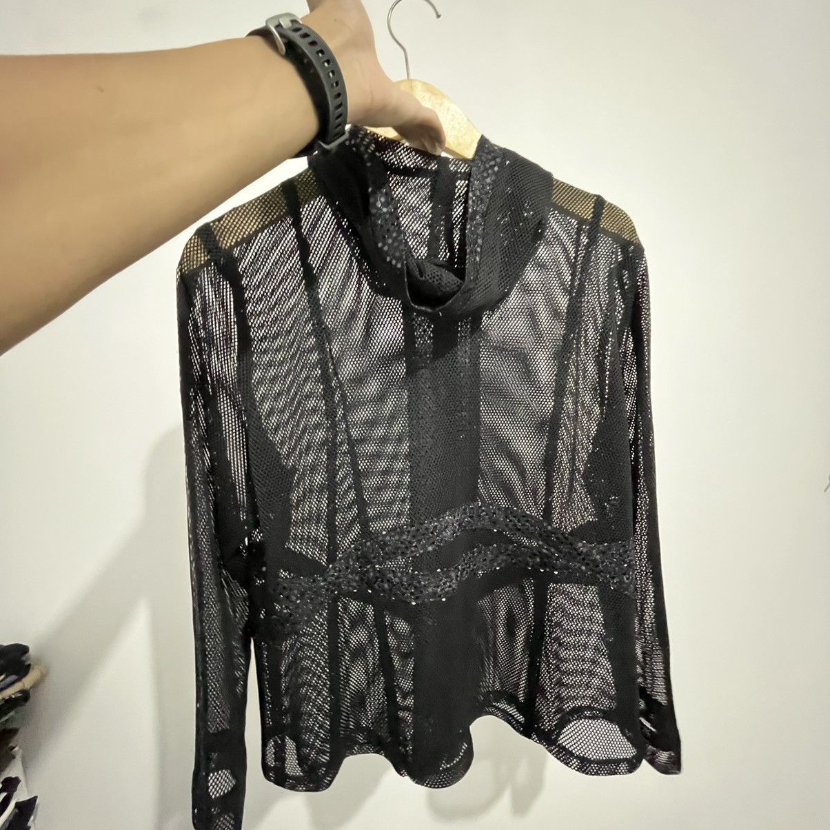 Japanese Brand Unique Gothic Emo Style Black Mesh Zip Up Jacket Size M / US 6-8 / IT 42-44 - 7 Thumbnail