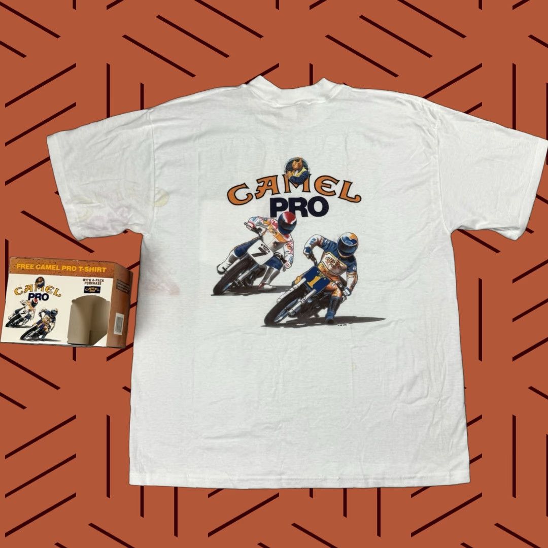 Camel VINTAGE Camel Pro T-Shirt Joe Camel Graphic Print 90s XL White Mens Size US XL / EU 56 / 4 - 1 Thumbnail
