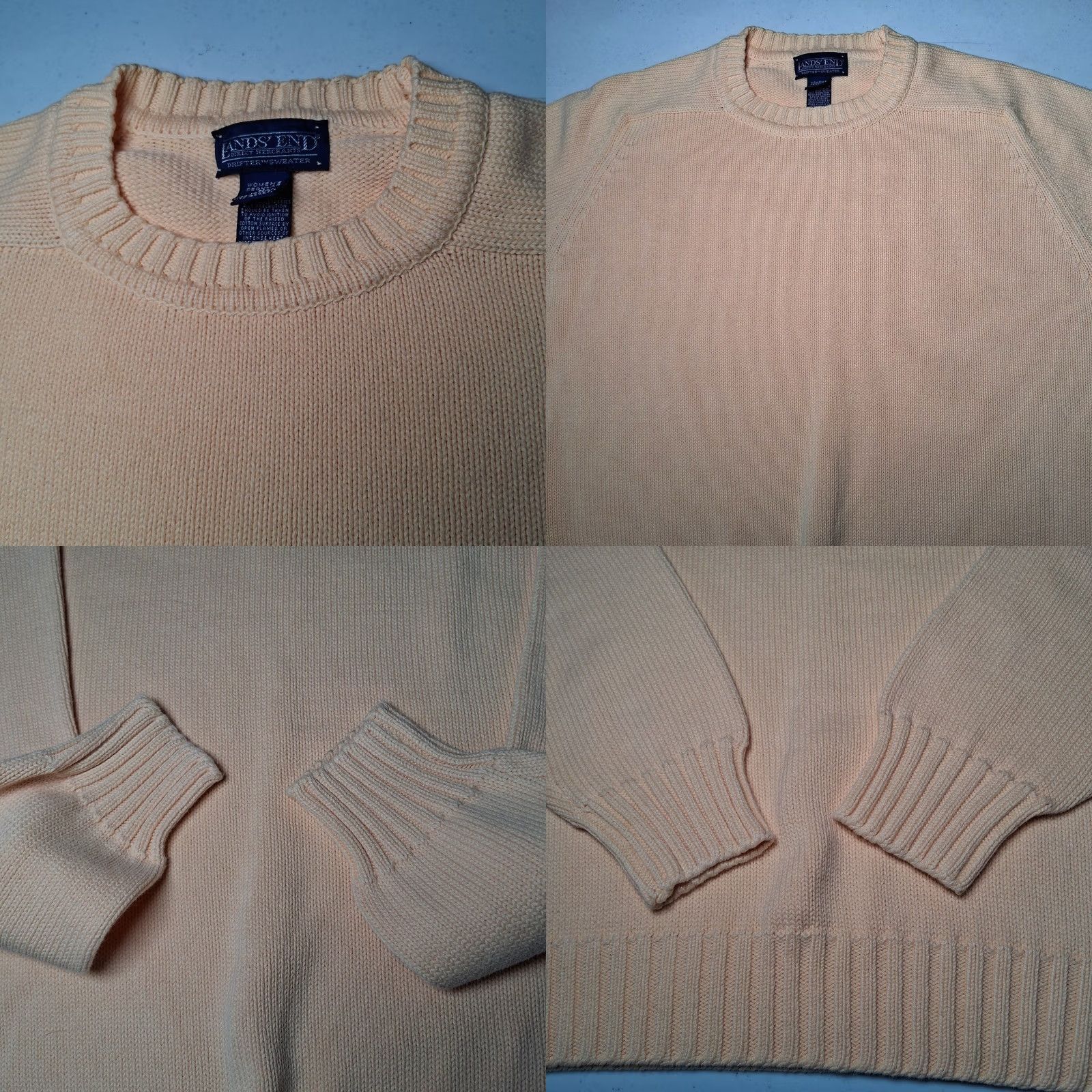 Lands' End VINTAGE Lands' End Sweater Women Medium Yellow Crewneck Pullover Classic Cotton USA Size M / US 6-8 / IT 42-44 - 8 Thumbnail
