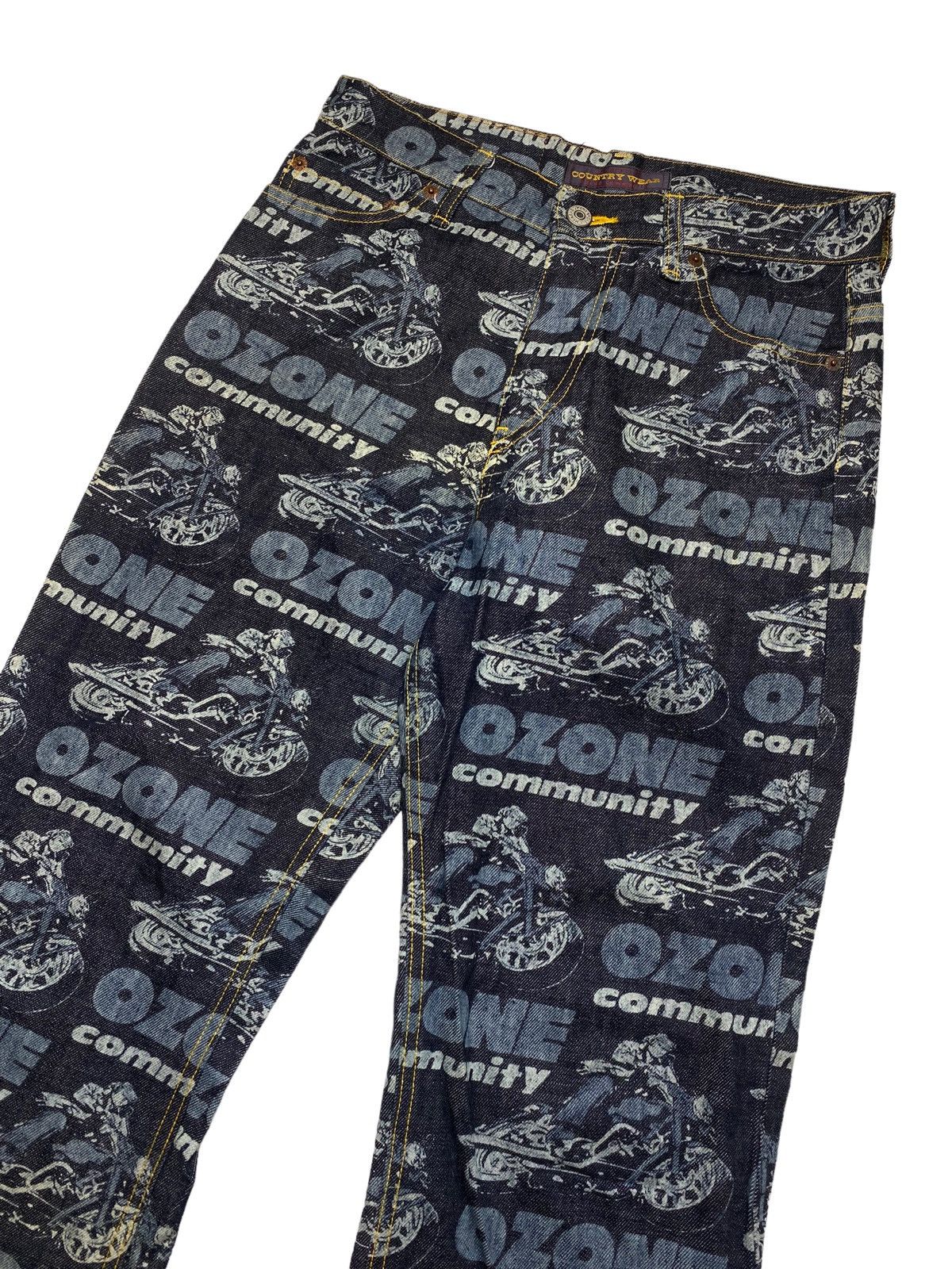 Hysteric Glamour 1990s Ozone Community - Multi Printed Biker Flared Denim Size US 29 - 3 Thumbnail