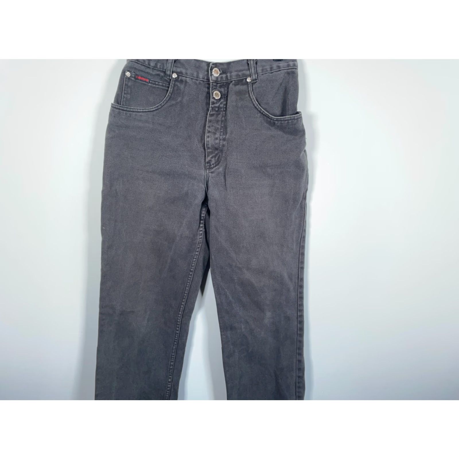 Vintage VINTAGE Lawman Jeans Women's 11 (28 x 33) Black Denim High Waisted Zip Fly 5-Pocket Cowboy Retro Womens Size 28" / US 6 / IT 42 - 4 Thumbnail