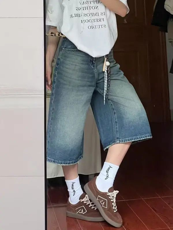 Japanese Brand Blue street washed vintage distressed denim shorts y2k Size US 32 / EU 48 - 4 Thumbnail