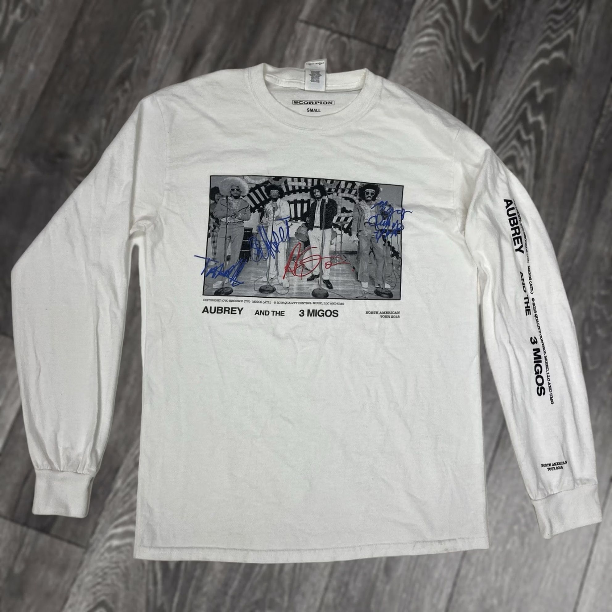 Vintage VINTAGE Drake Scorpion Aubrey & The 3 Migos 2018 Tour Graphic T-shirt Women Small Music Shirt Mens Girls Boys - Note: This isn't correct per rules. Size S / US 4 / IT 40 - 1 Thumbnail