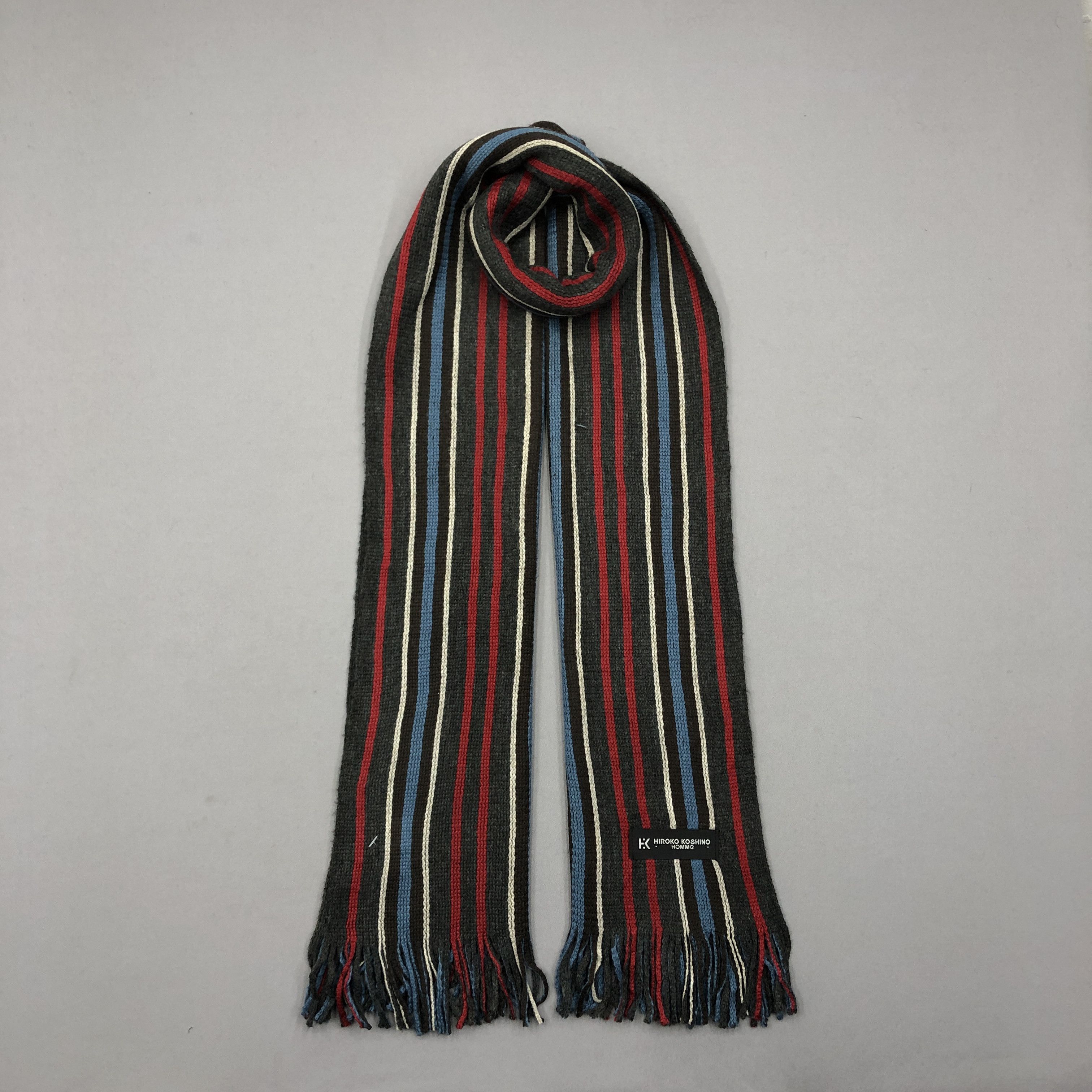 Hiroko Koshino Homme Vintage Hiroko Koshino Scarf Ribbed Knit Wool Scarves Size ONE SIZE - 1 Thumbnail