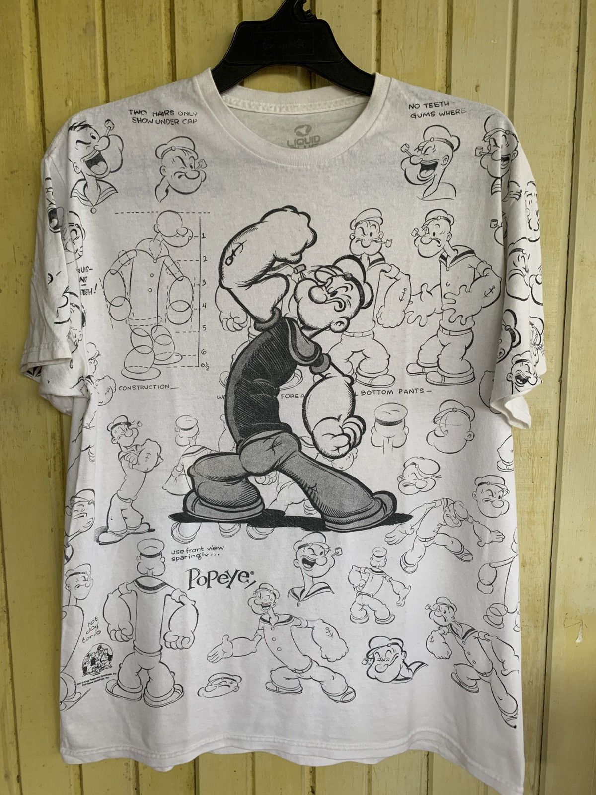 T-shirt Homme Popeye Bleu, Motif Graphique, Coton, Taille M, Thème 'Papa', état Excellent